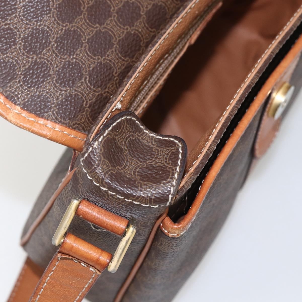 Celine Vintage Macadam Canvas And Leather Brown Canvas Shoulder Bag Bag (Pre-Owned)
