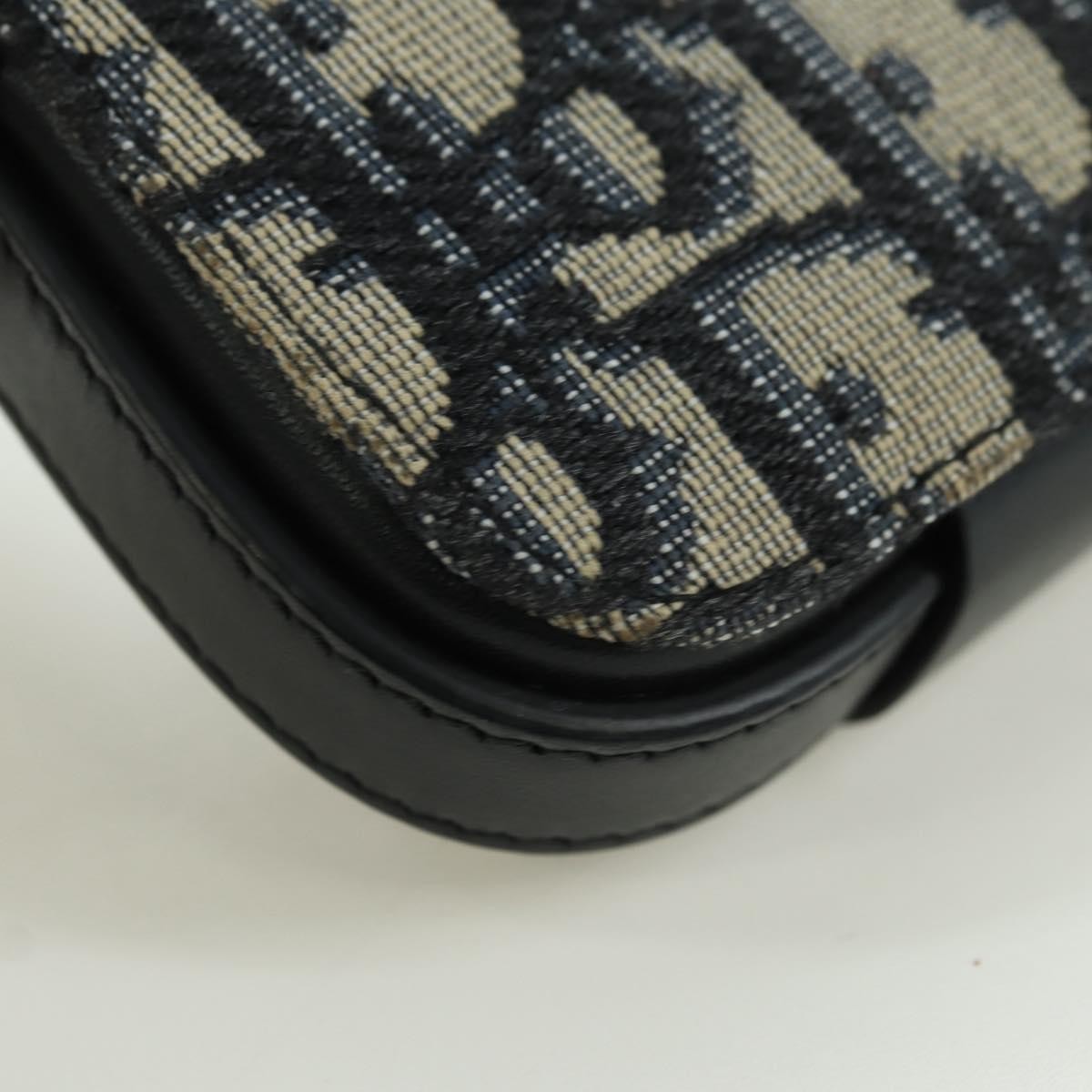 Christian Dior Clasp Lock Messenger Oblique Canvas And Leather Navy Canvas Clutche & Pouche Bag (Pre-Owned)