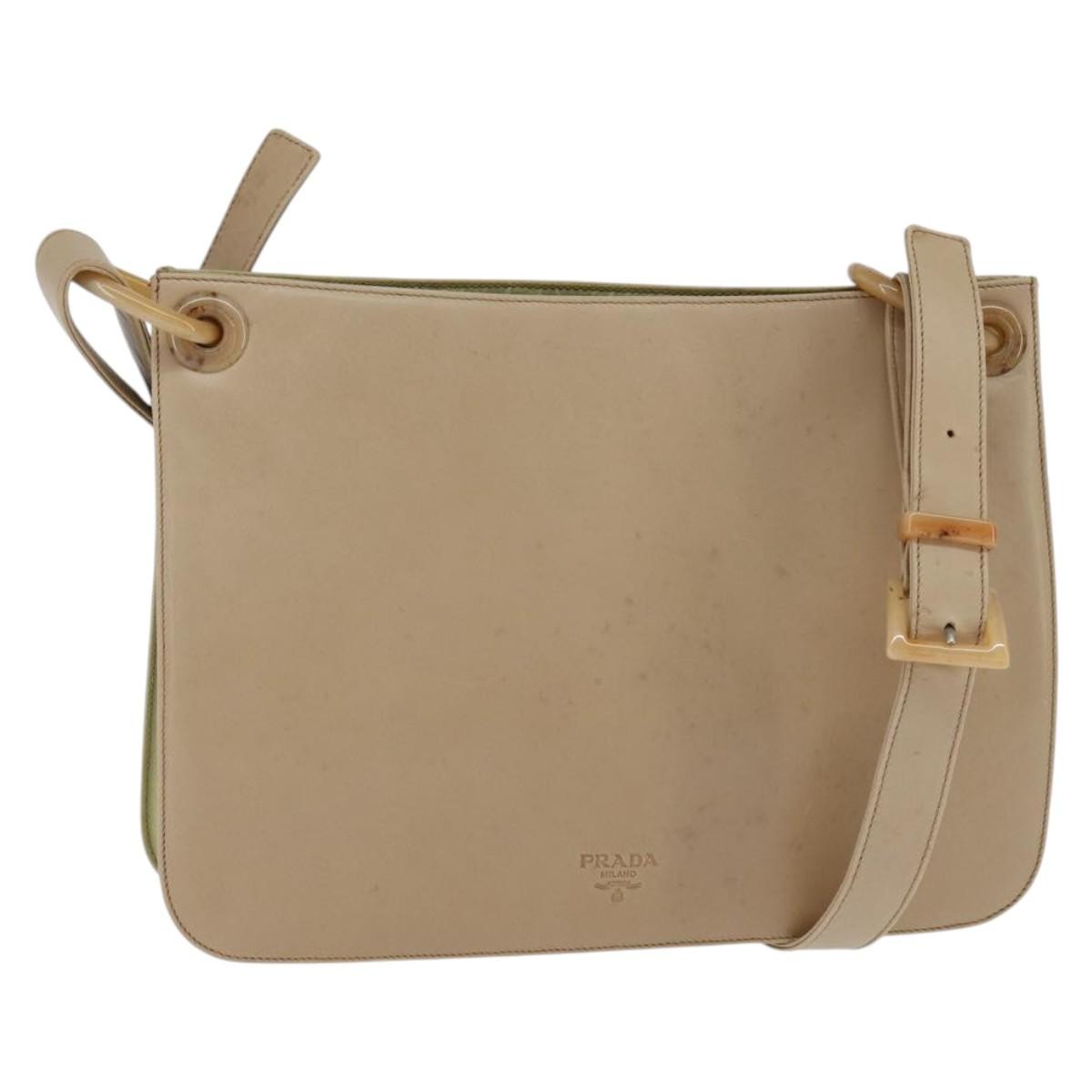 Prada Vintage Leather Beige Leather Shoulder Bag Bag (Pre-Owned)