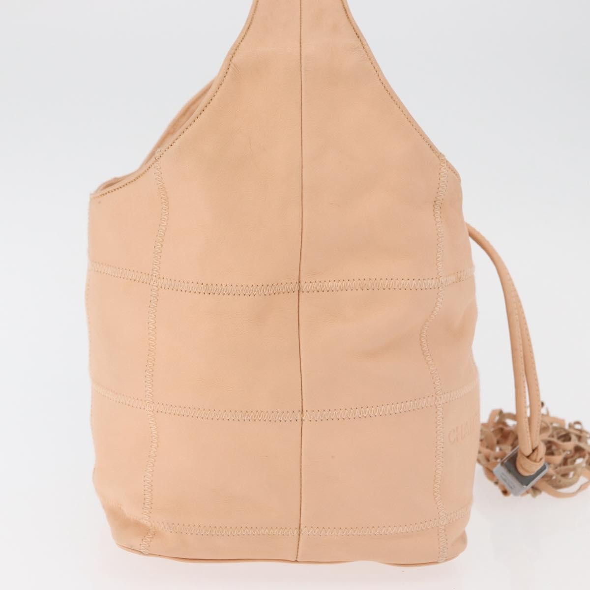 Chanel Square Stitch Tassel Hobo Quilted Leather Pink Leather Handbag (Pre-Owned)