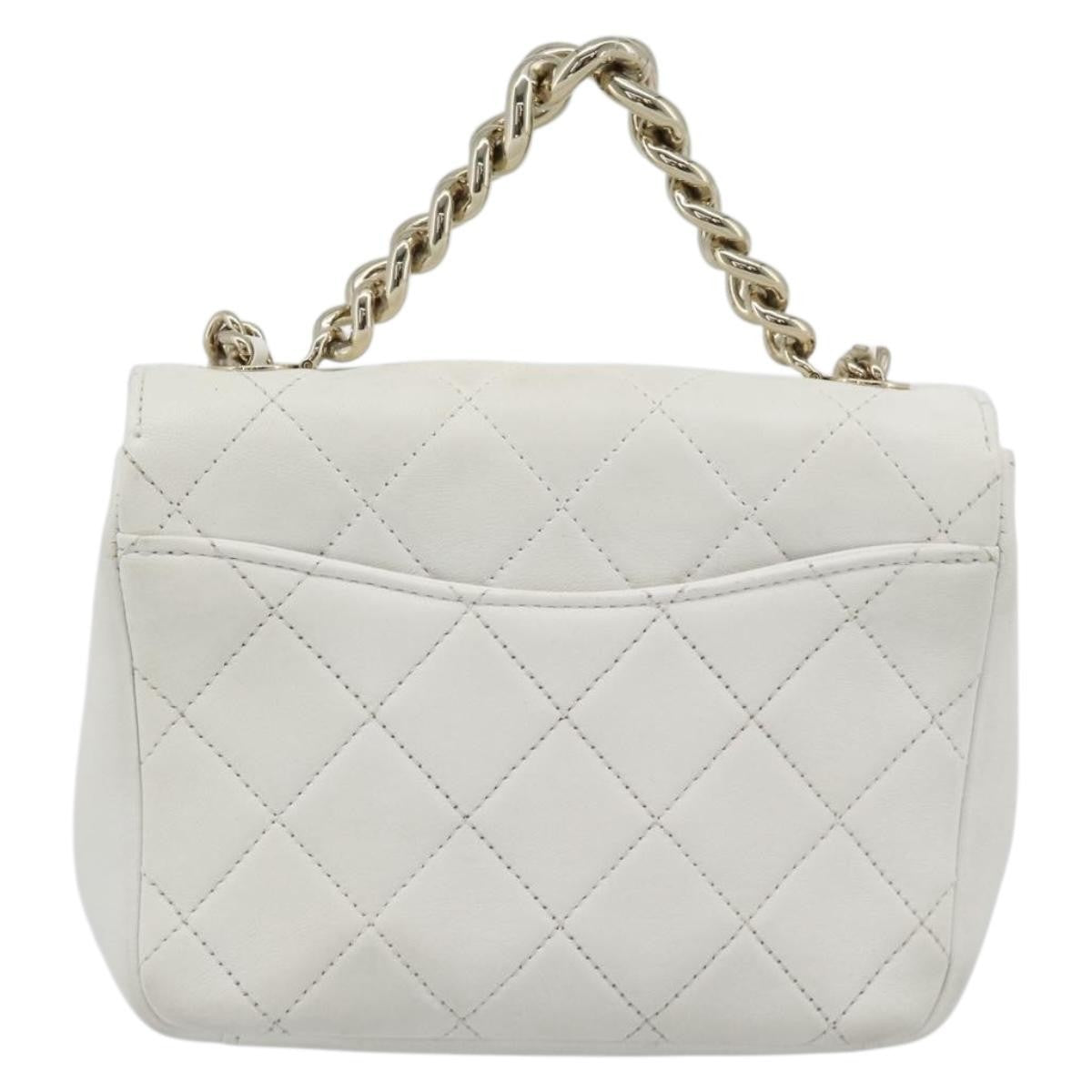 Chanel Beauty Begins Flap Quilted Lambskin White Leather Shoulder Bag Bag (Pre-Owned)