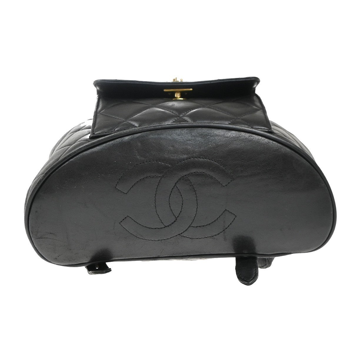 Chanel Duma Drawstring Quilted Leather Black Leather Backpack Bag (Pre-Owned)