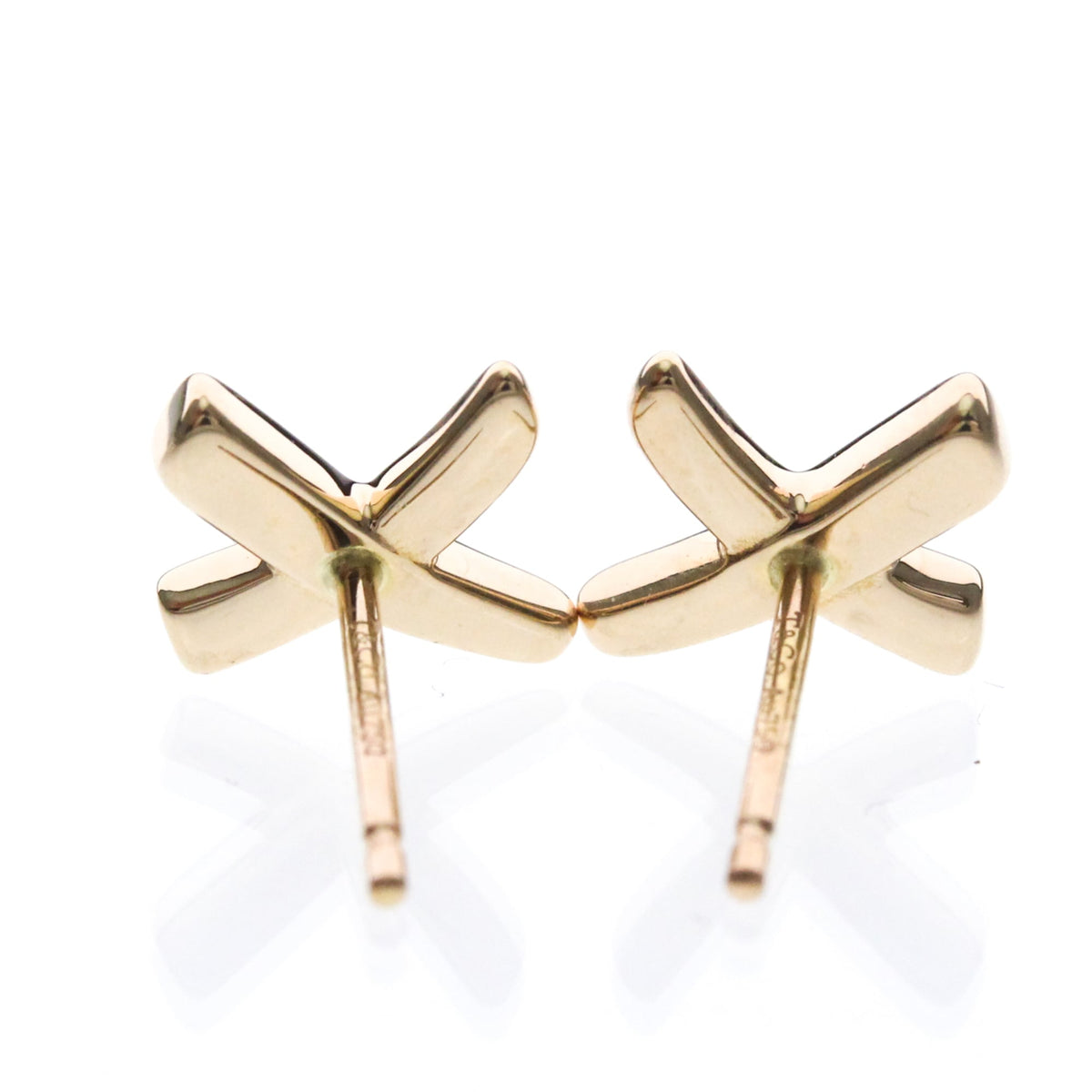 Tiffany & Co. Paloma Picasso Graffiti X Stud 18K Yellow Gold Pink Pink_Gold Earrings Jewelry (Pre-Owned)
