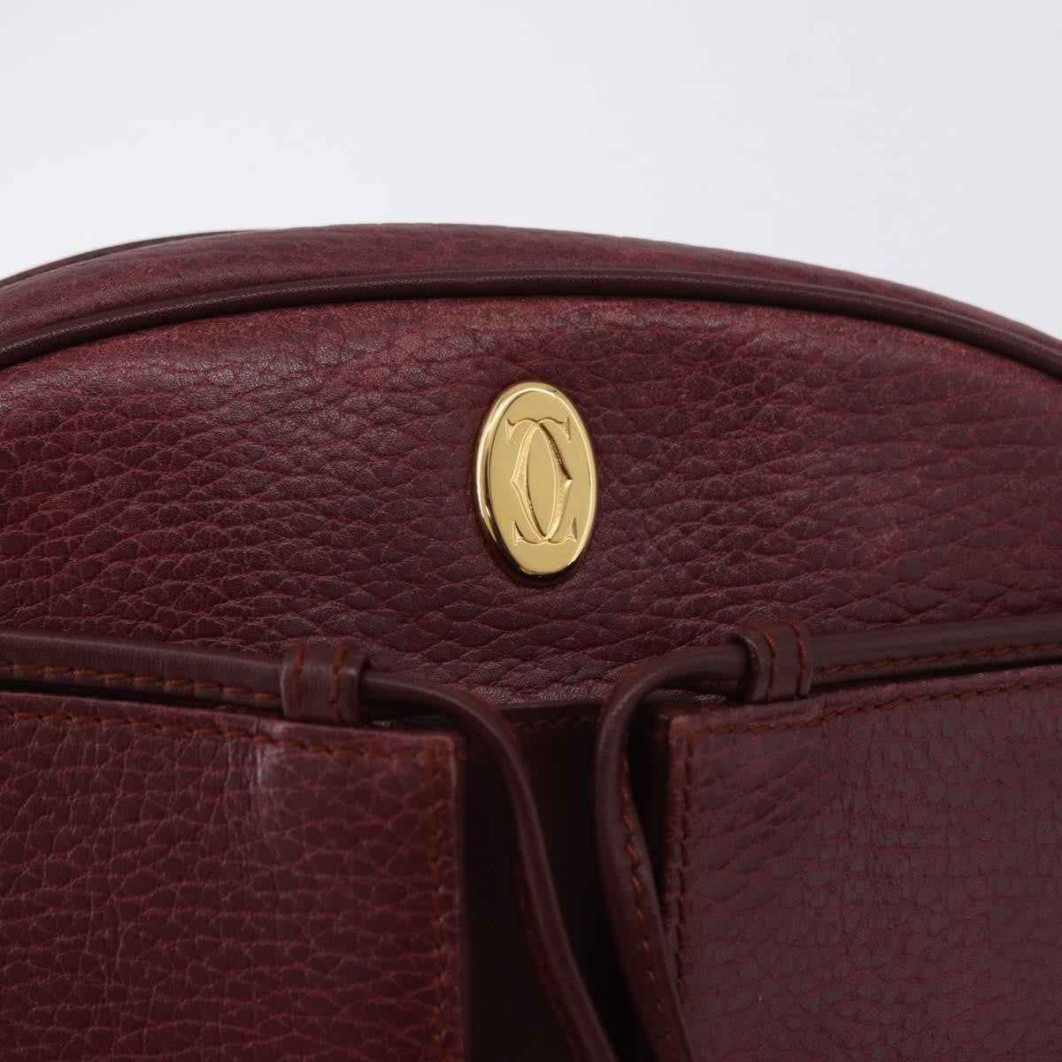 Cartier Tasseled Must De Cartier Leather Burgundy Leather Shoulder Bag Bag (Pre-Owned)