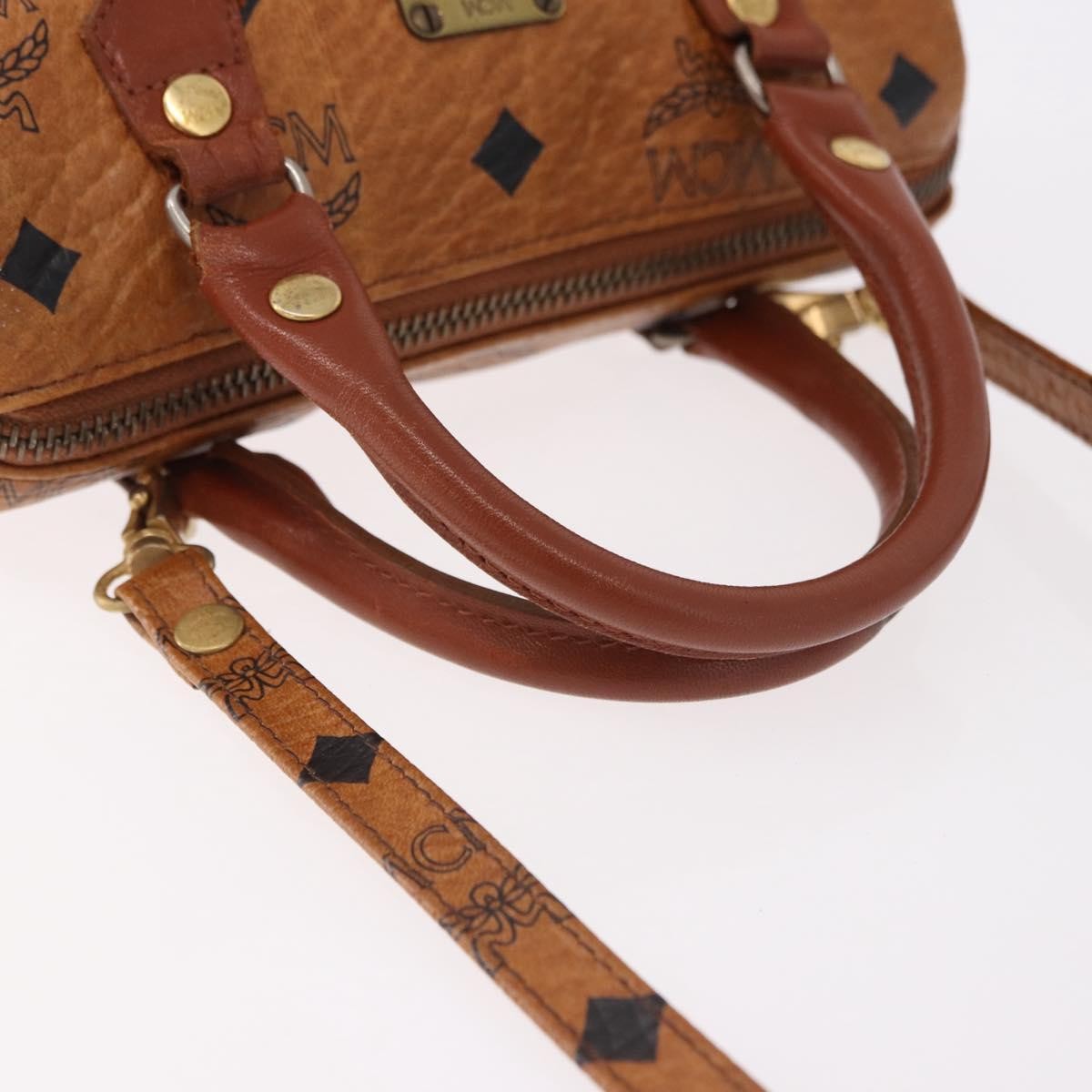 MCM Visetos Logogramme Leather Brown Leather Handbag (Pre-Owned)
