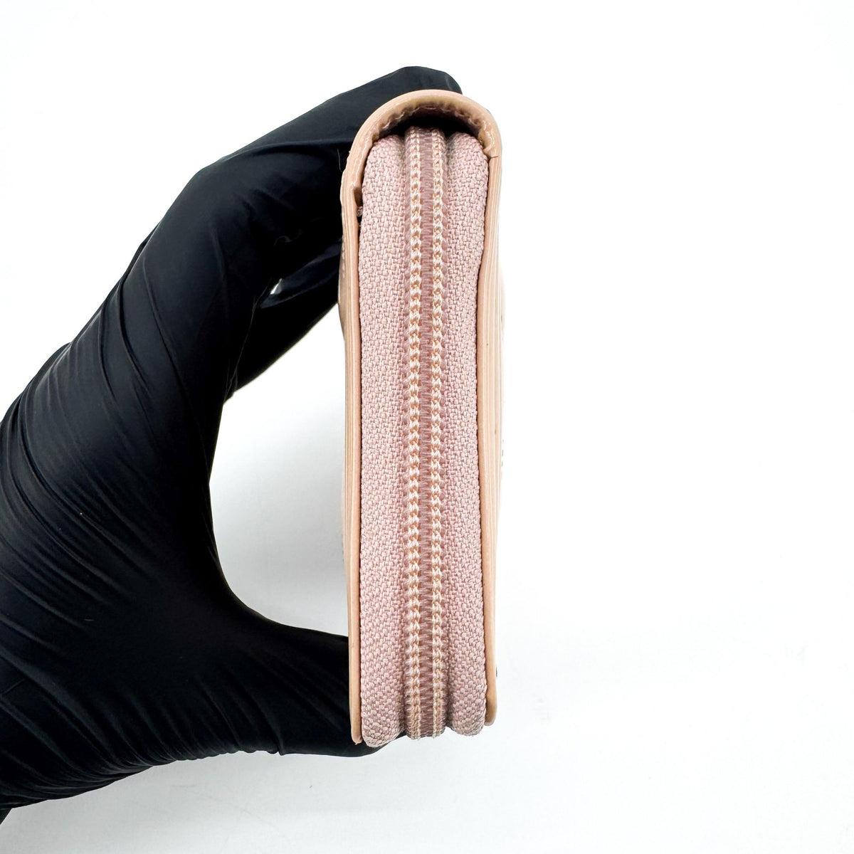Chanel Boy Zip Around Quilted Patent Pink Patent_Leather Wallets Accessory (Pre-Owned)