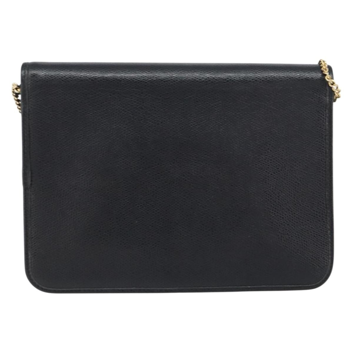 Christian Dior Vintage Cd Chain Flap Leather Black Leather Shoulder Bag Bag (Pre-Owned)