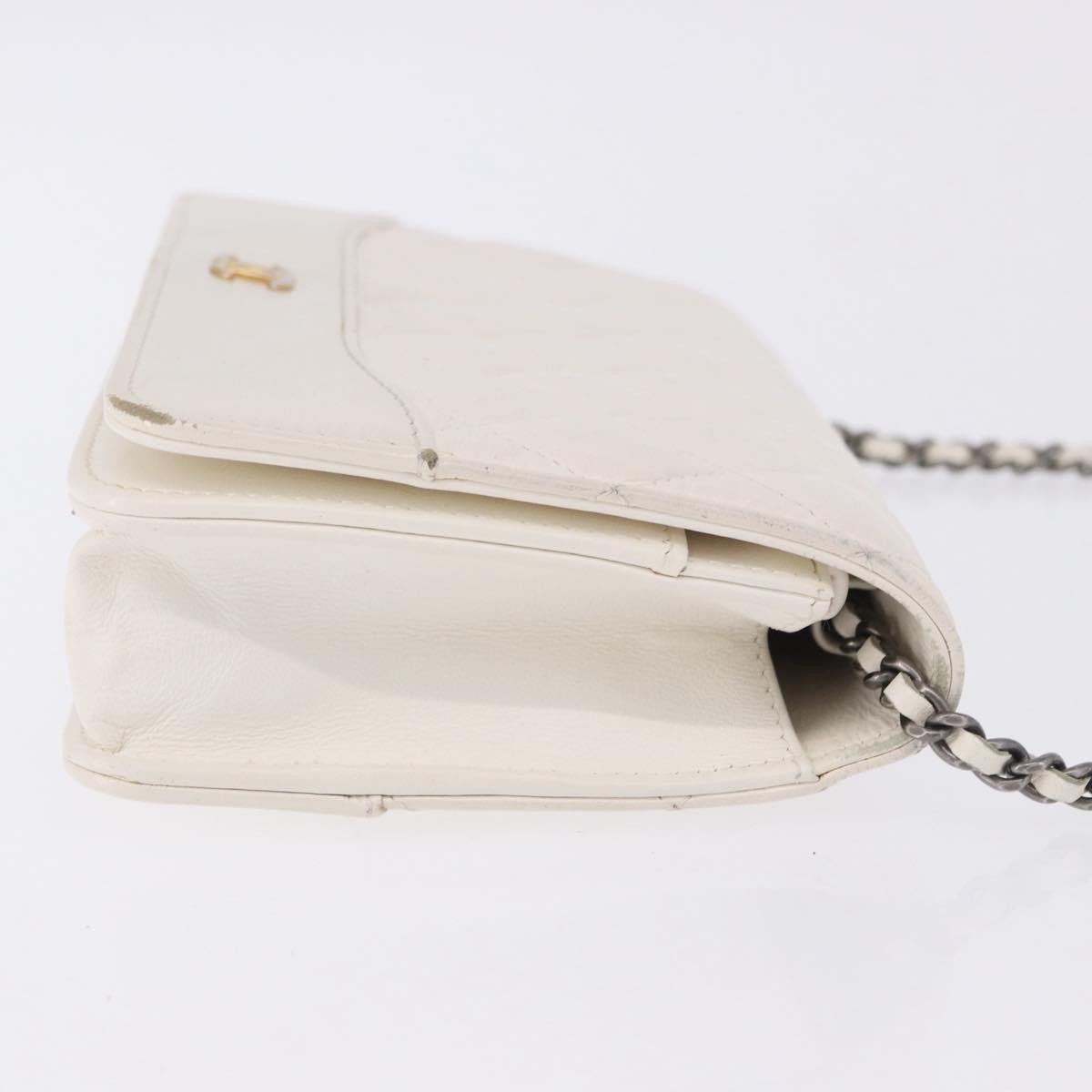 Chanel Wallet On Chain Lambskin White Leather Shoulder Bag Bag (Pre-Owned)