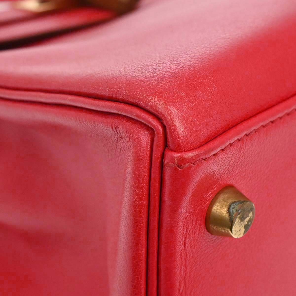 Hermes Kelly Red Evercalf With Gold Hardware Red Leather Handbag (Pre-Owned)