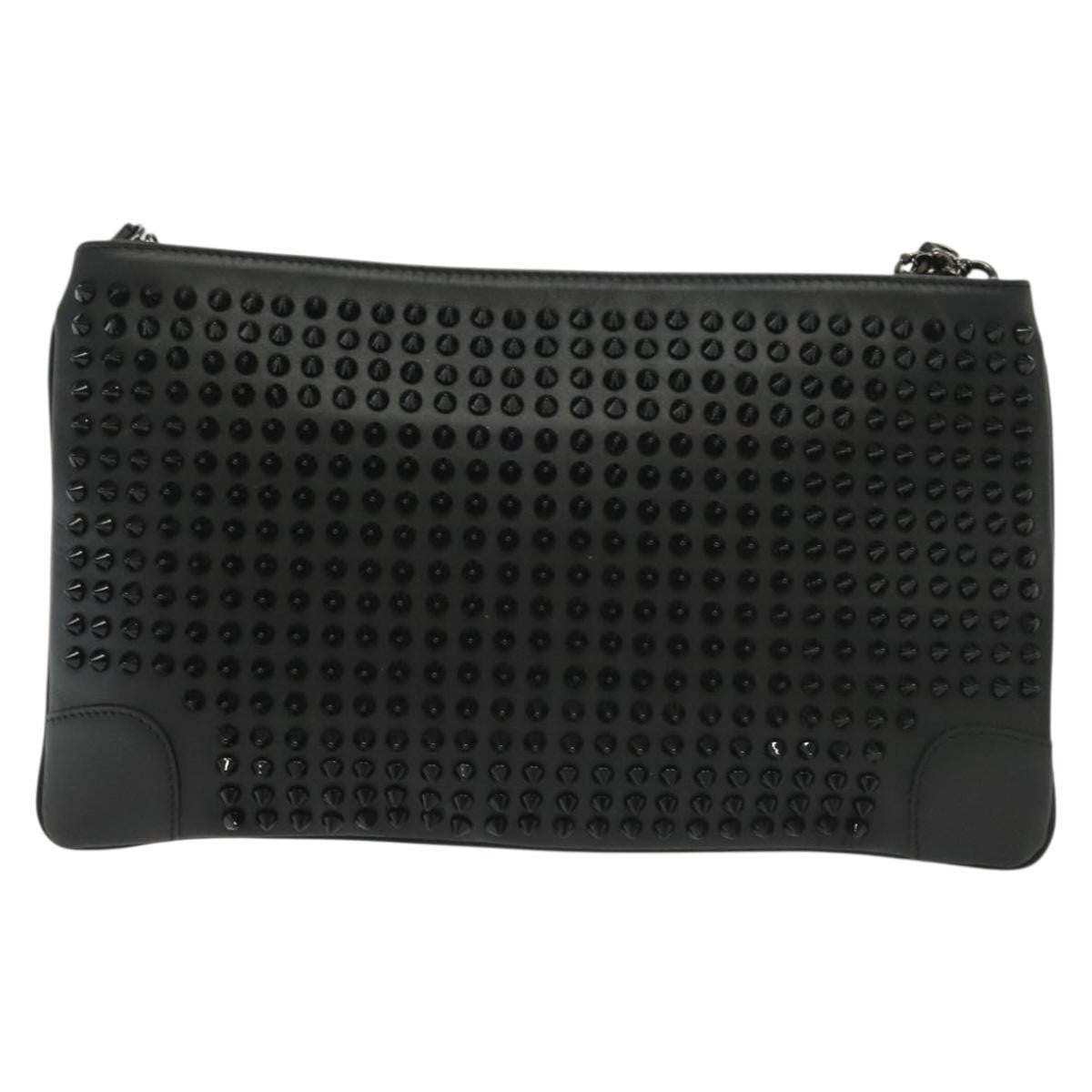 Christian Louboutin Loubiclutch Spiked Leather Black Leather Shoulder Bag Bag (Pre-Owned)