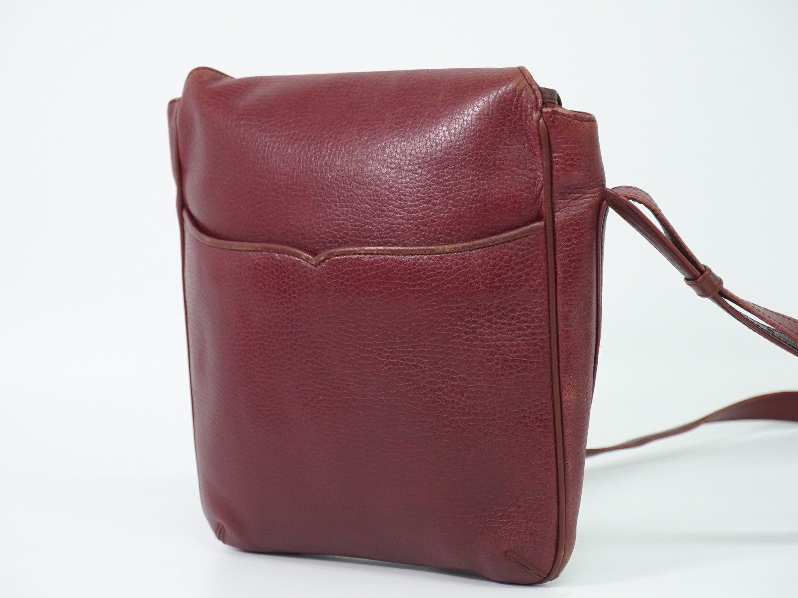Cartier Vintage Must De Cartier Leather Burgundy Leather Shoulder Bag Bag (Pre-Owned)