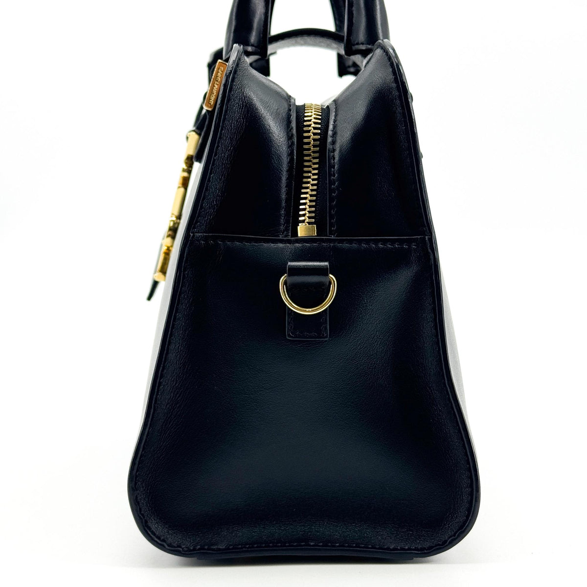 Saint Laurent Convertible Monogram Cabas Leather Black Leather Tote Bag Bag (Pre-Owned)
