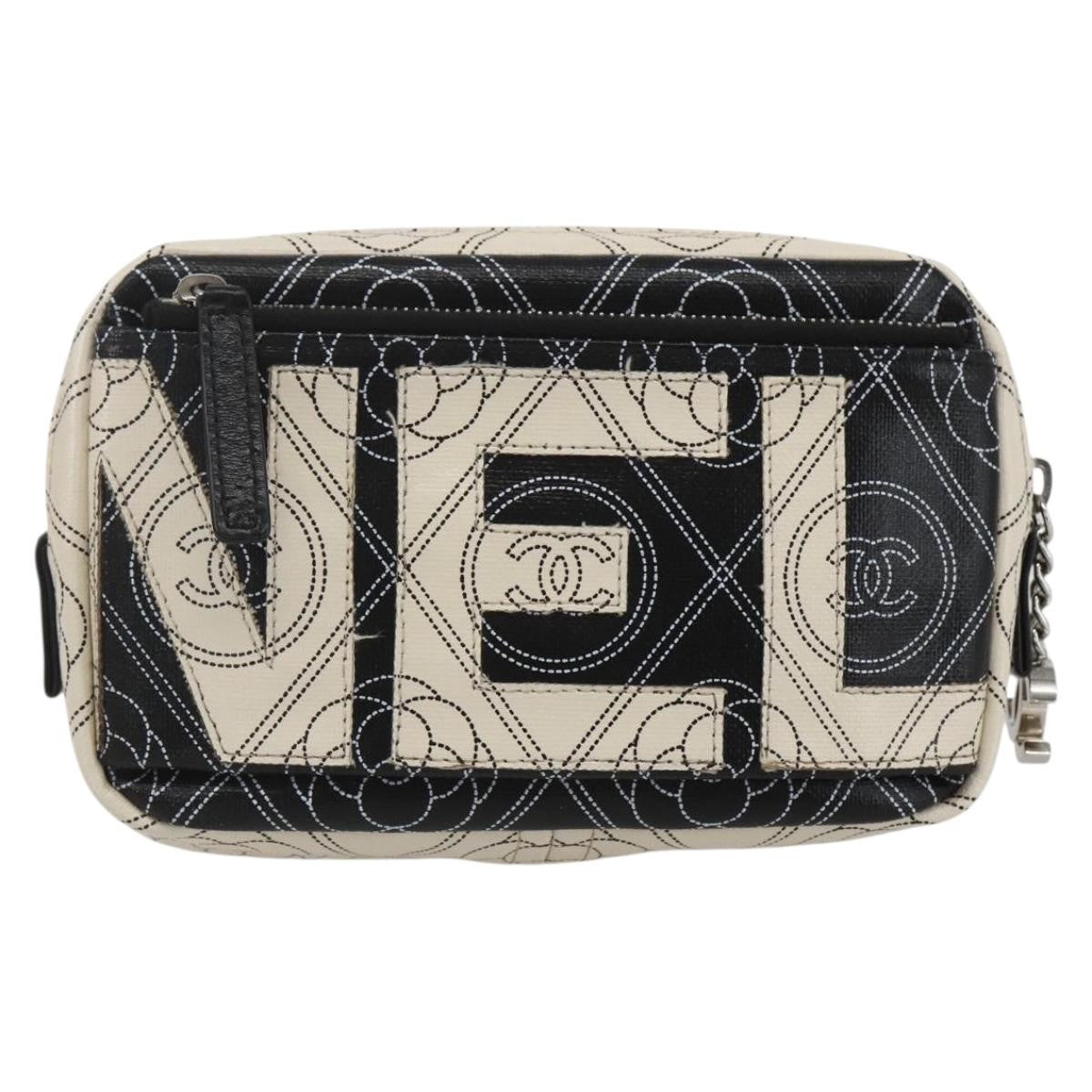 Chanel Logo Camera Case Clutch Printed Coated Canvas Black Pvc Clutche & Pouche Bag (Pre-Owned)
