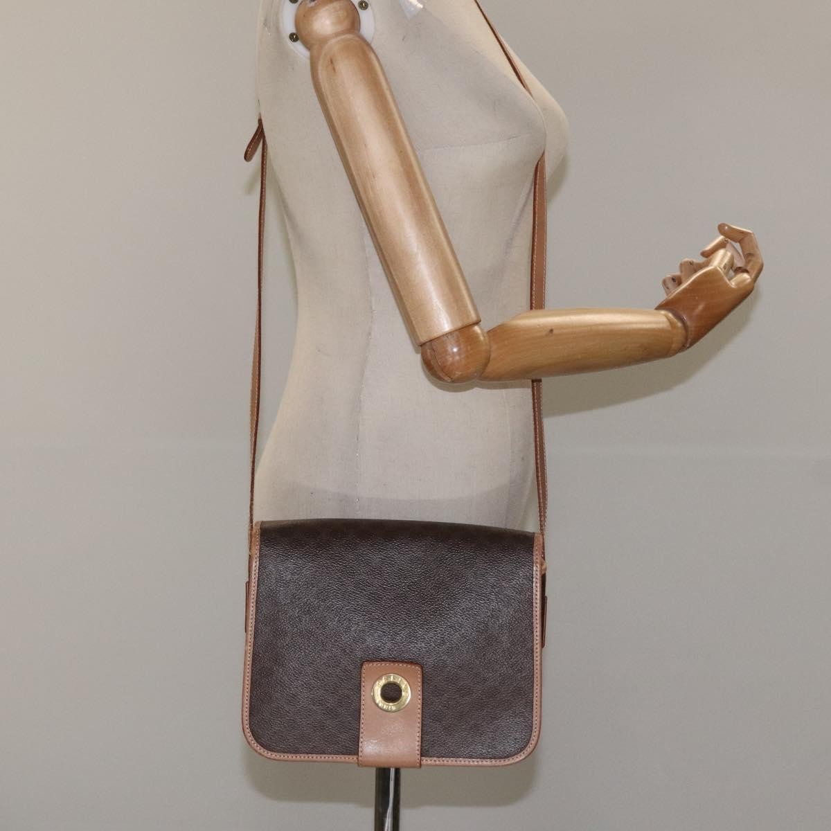 Celine Vintage Macadam Canvas And Leather Brown Canvas Shoulder Bag Bag (Pre-Owned)