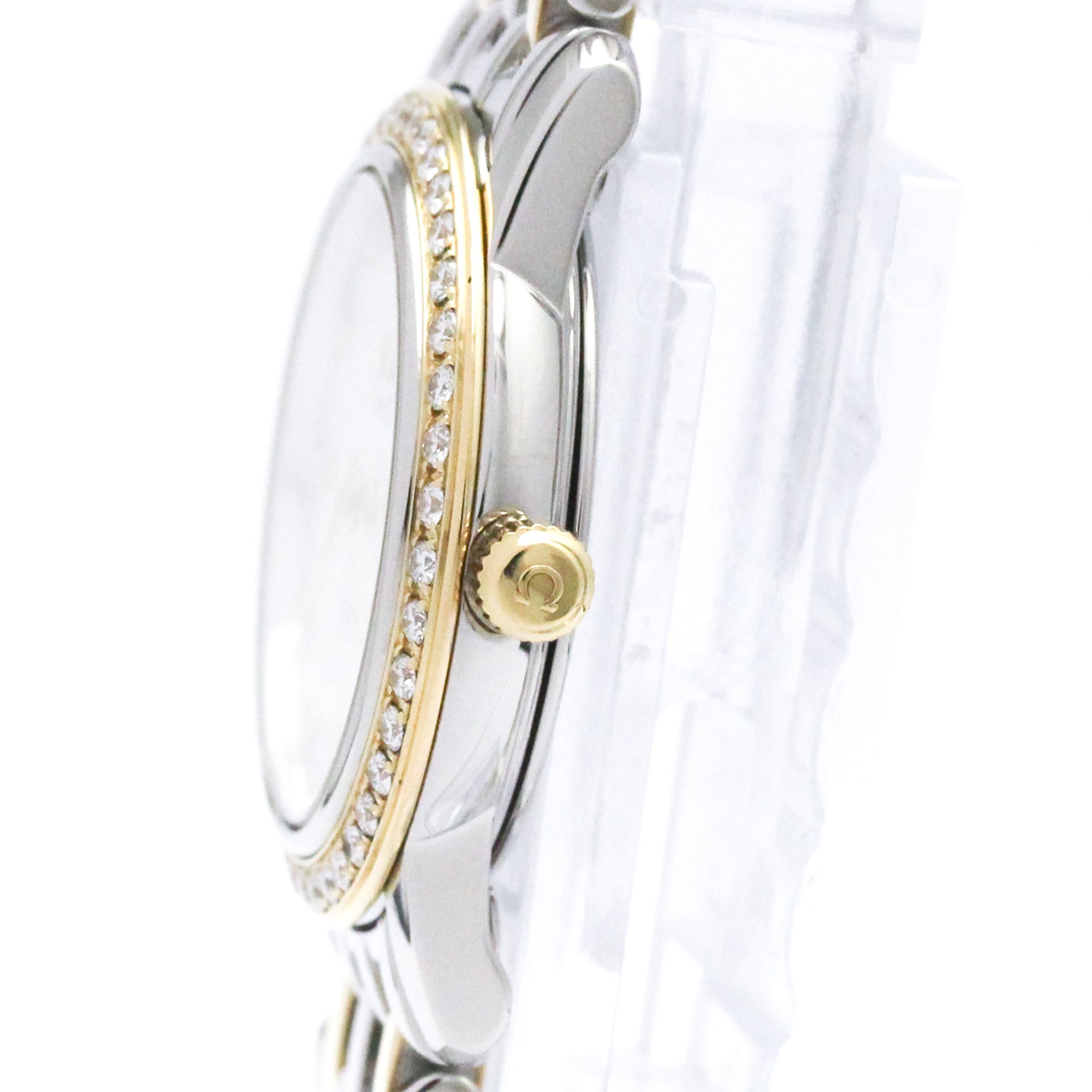 Omega De Ville Prestige Quartz Stainless Steel And Yellow Gold With Diamond Bezel And Markers Watch (Pre-Owned)