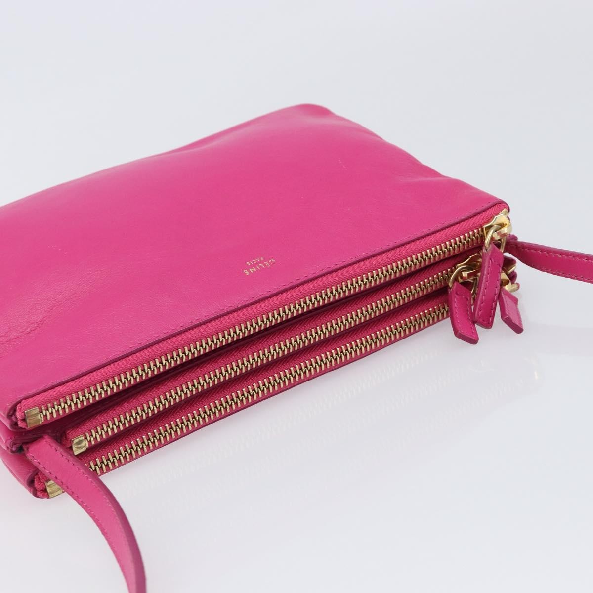 Celine Trio Leather Pink Leather Crossbody Bag Bag (Pre-Owned)