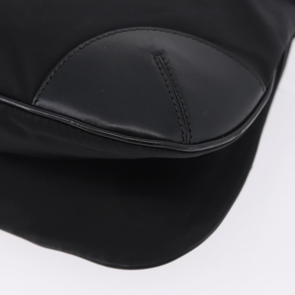 Prada Zip Messenger Tessuto With Leather Black Nylon Handbag (Pre-Owned)