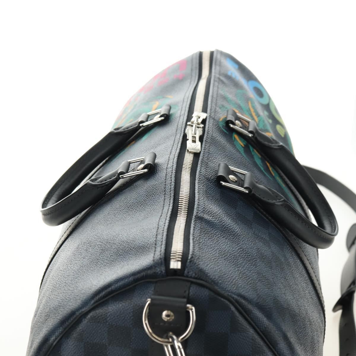 Louis Vuitton Keepall Bandouliere Limited Edition Damier Cobalt Jungle Blue Canvas Travel Bag Bag (Pre-Owned)
