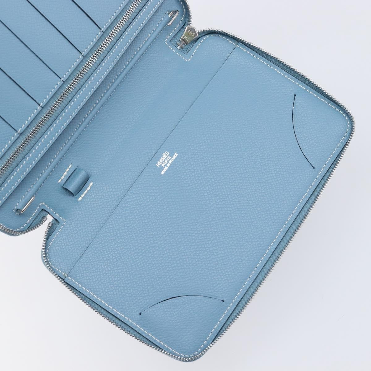 Hermes Vision Ii Agenda Epsom Blue Leather Wallets Accessory (Pre-Owned)
