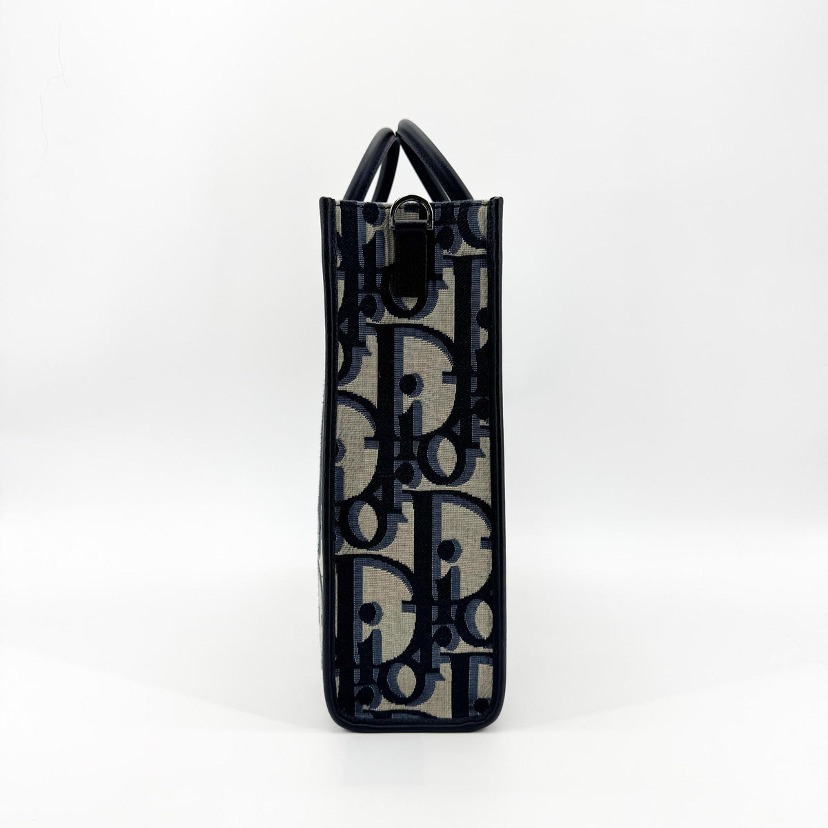 Christian Dior Book Tote With Strap Oblique Canvas Black Canvas Tote Bag Bag (Pre-Owned)