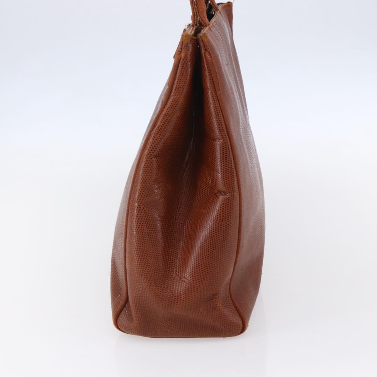 Salvatore Ferragamo Vintage Vara Bow Tote Lizard Embossed Leather Brown Leather Tote Bag Bag (Pre-Owned)