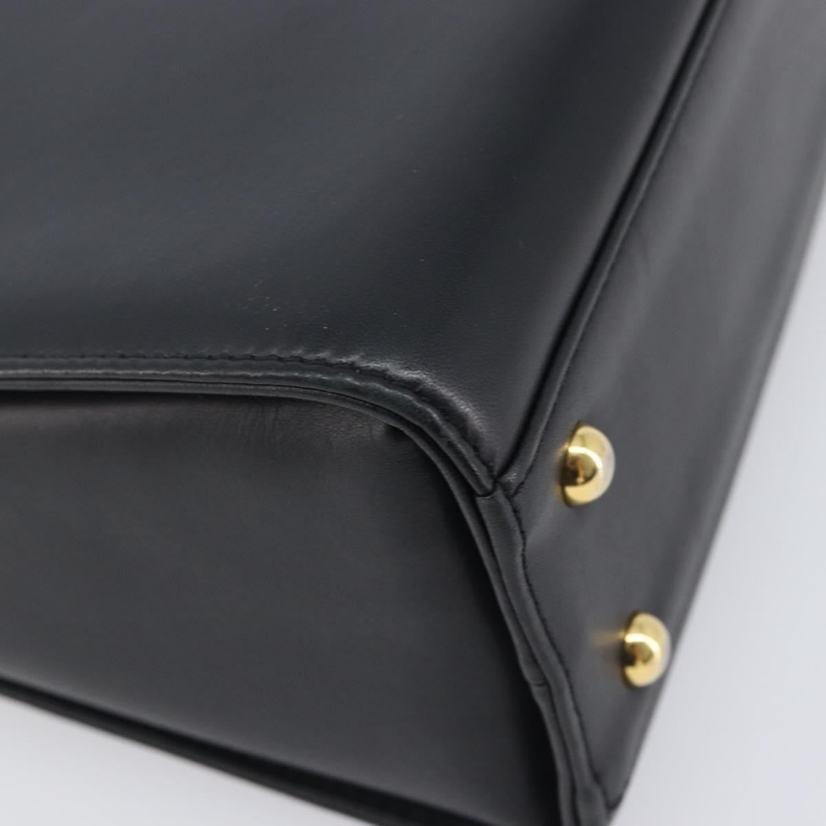 Valentino Garavani Top Handle Flap Leather Black Leather Handbag (Pre-Owned)