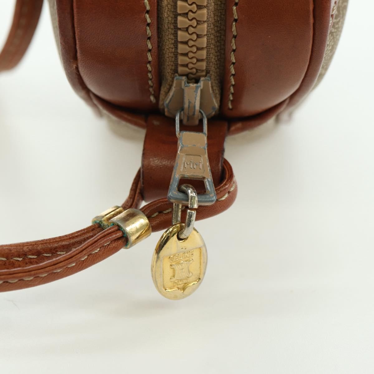 Celine Vintage Macadam Canvas And Leather Beige Canvas Shoulder Bag Bag (Pre-Owned)