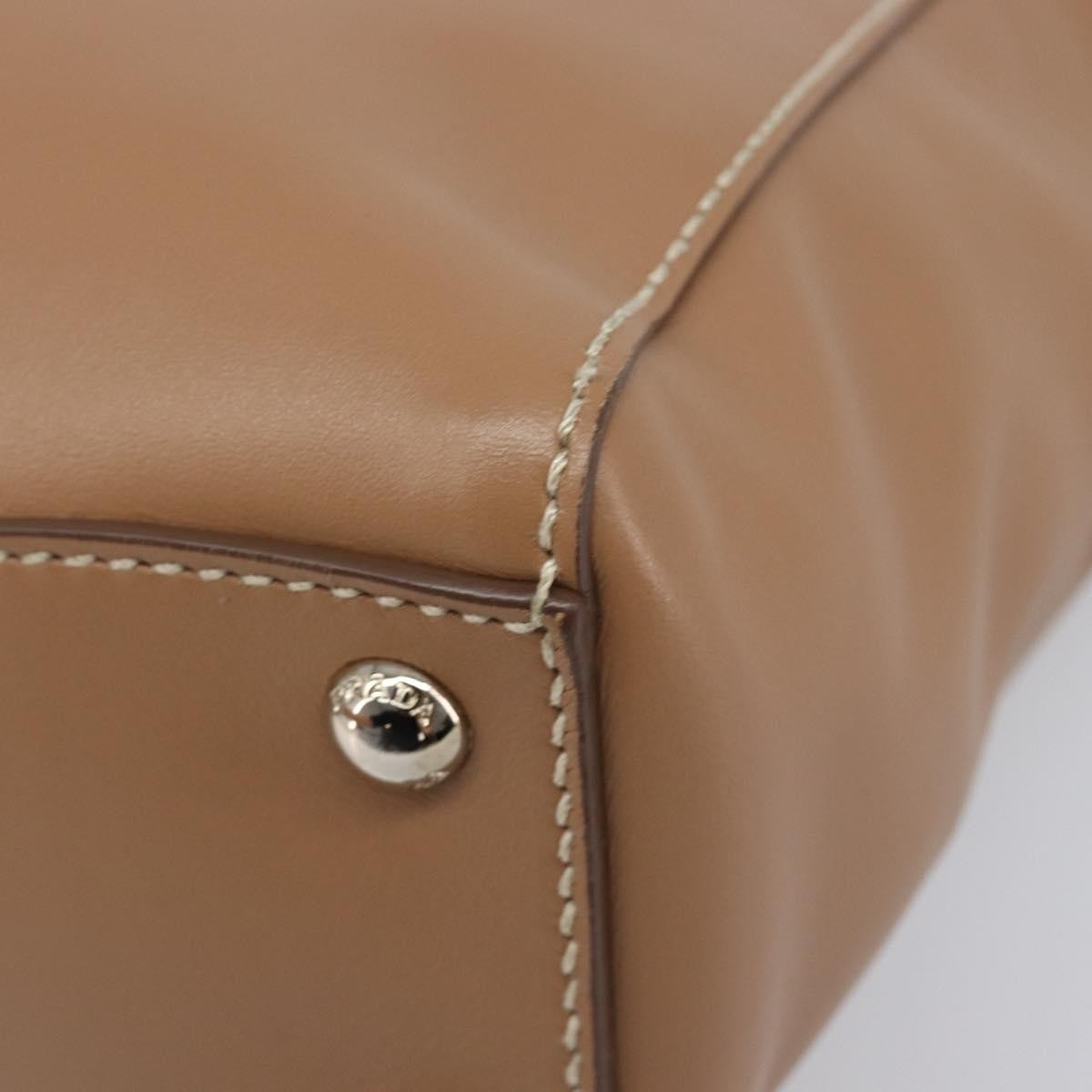 Prada Covered Strap Open City Calfskin Beige Leather Tote Bag Bag (Pre-Owned)