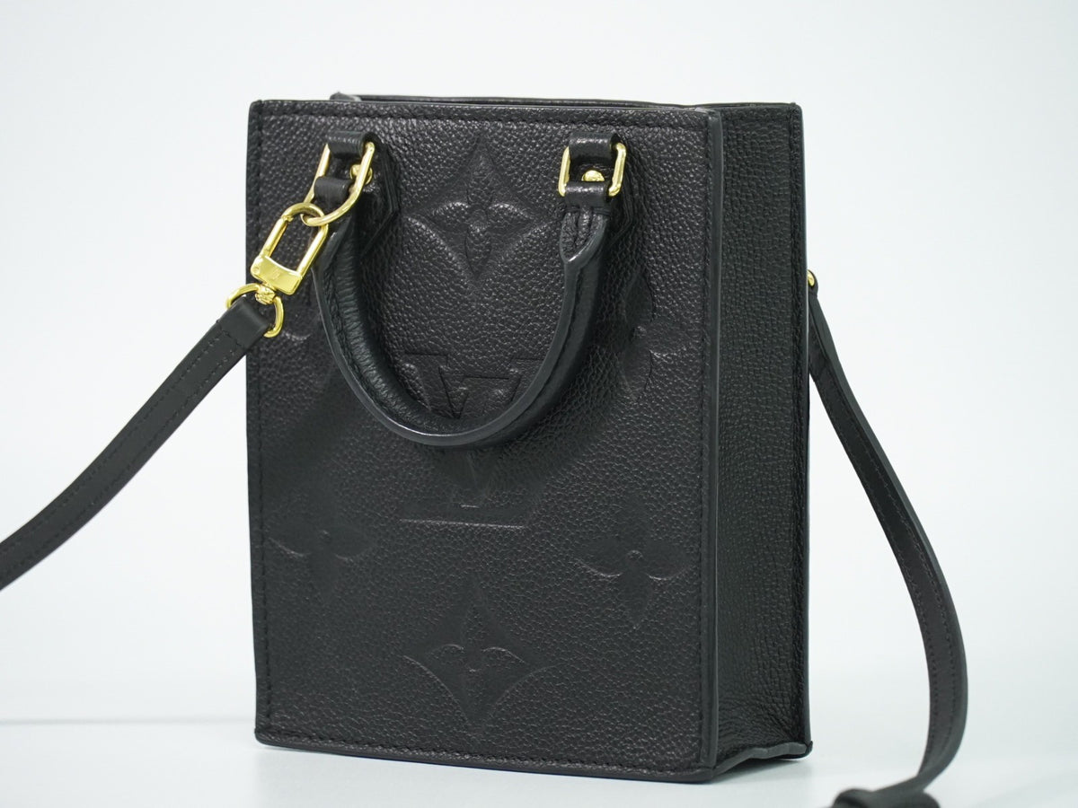 Louis Vuitton Petit Sac Plat Monogram Empreinte Giant Black Leather Handbag (Pre-Owned)