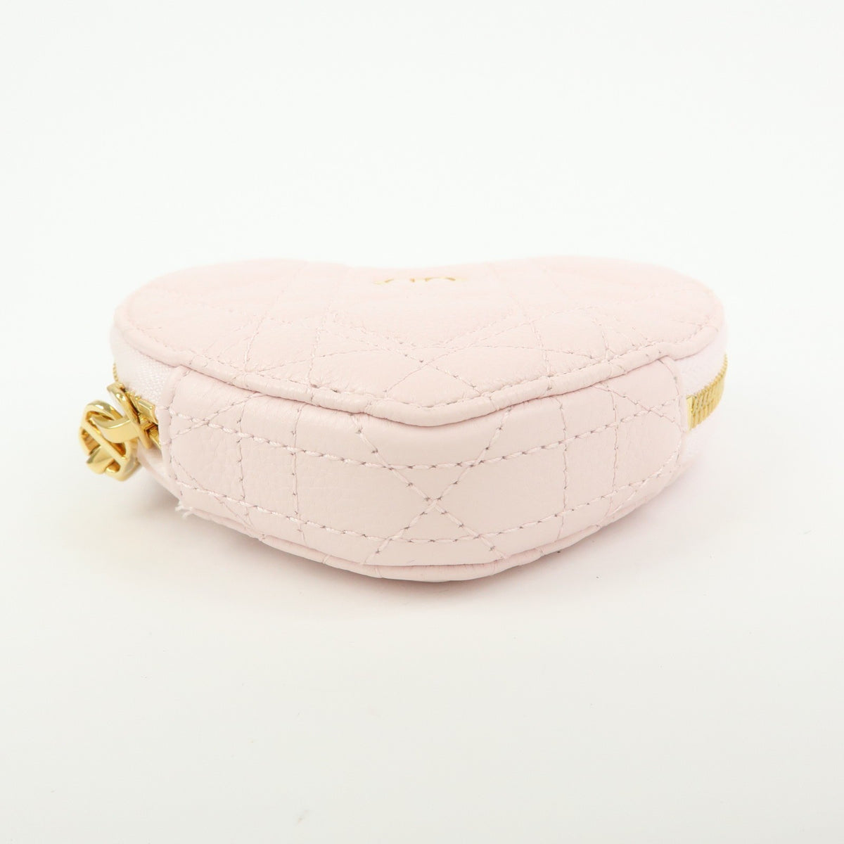 Christian Dior Dioramour Caro Heart Pouch With Chain Cannage Quilt Calfskin Pink Leather Clutche & Pouche Bag (Pre-Owned)