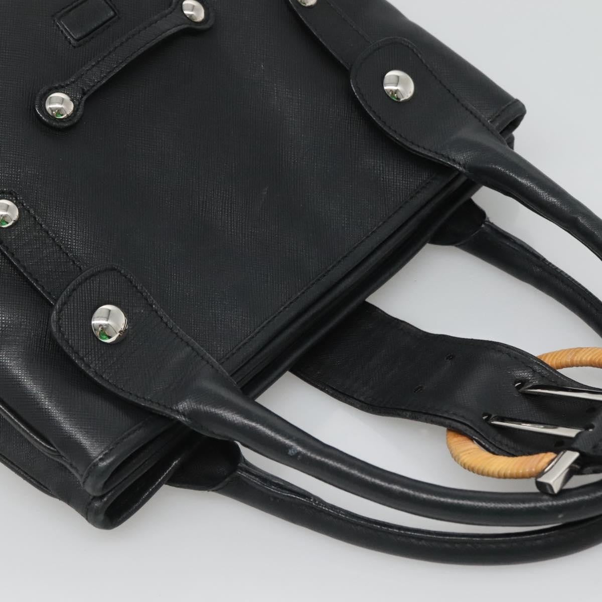 Salvatore Ferragamo Gancini Leather Black Leather Handbag (Pre-Owned)
