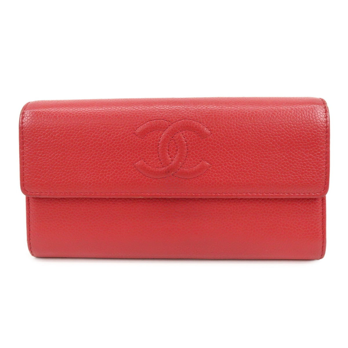 Chanel Timeless Cc Flap Caviar Red Calfskin Wallets Accessory (Pre-Owned)