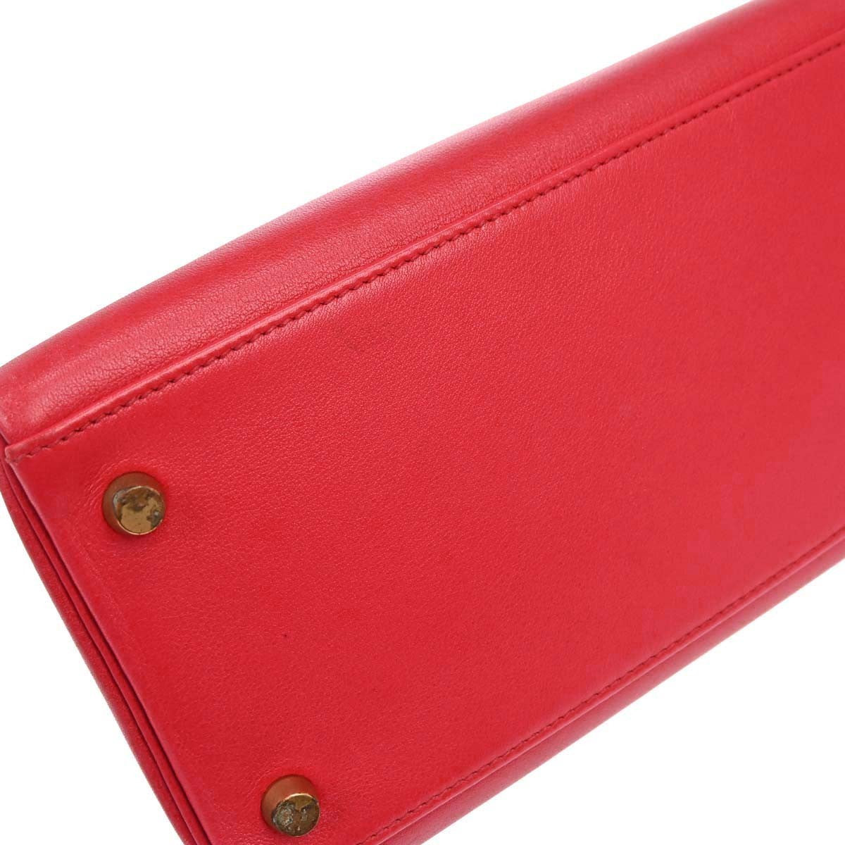 Hermes Kelly Red Evercalf With Gold Hardware Red Leather Handbag (Pre-Owned)