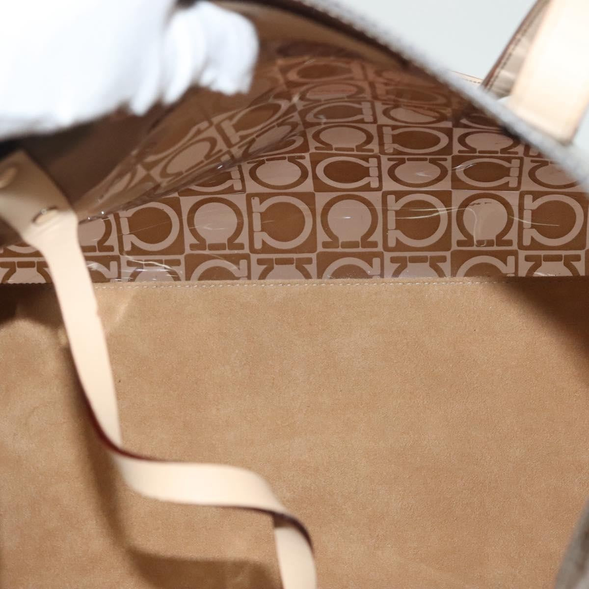 Salvatore Ferragamo Gancini Tote Vinyl Brown Plastic Tote Bag Bag (Pre-Owned)