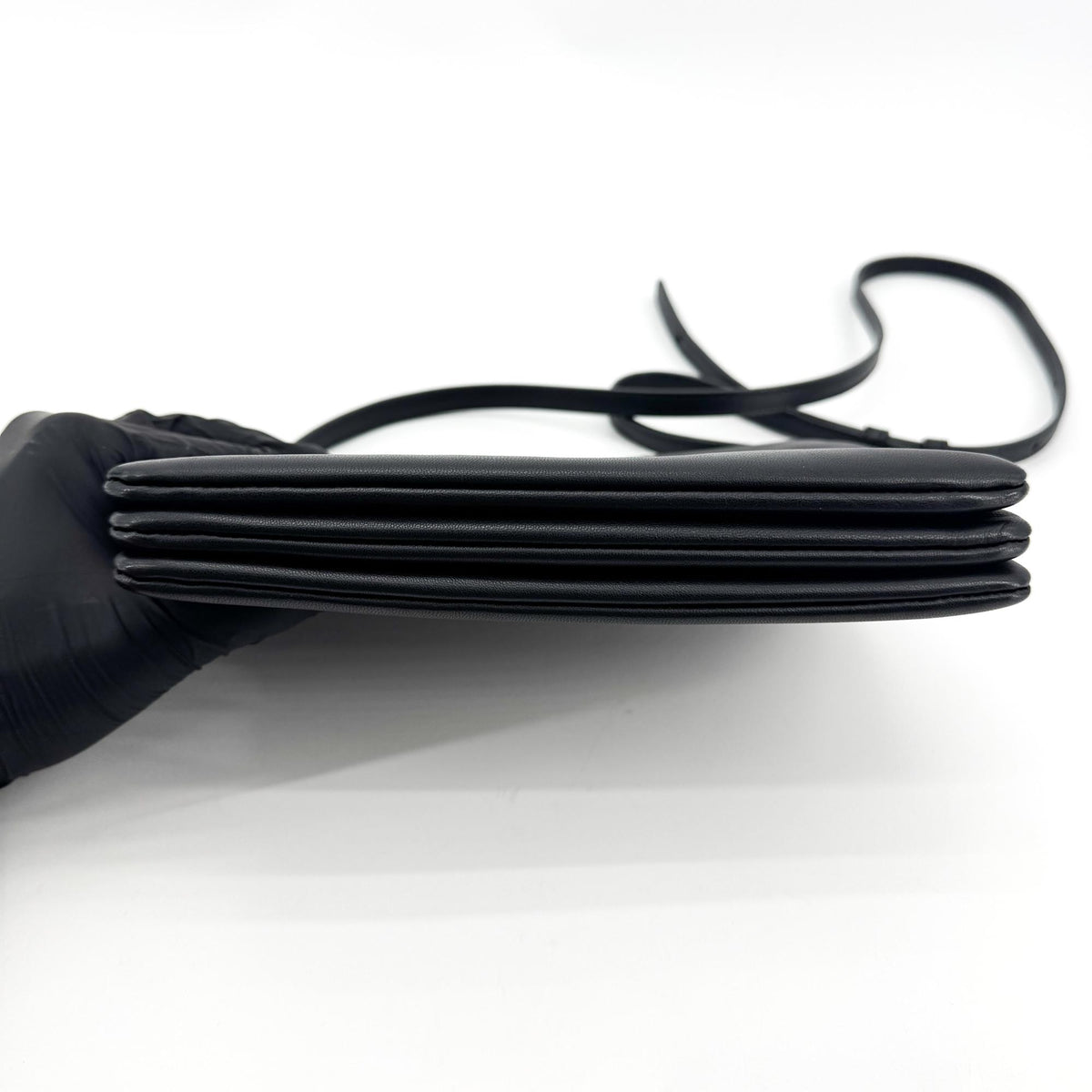 Celine Trio Zip Clutch Leather Black Leather Clutche & Pouche Bag (Pre-Owned)