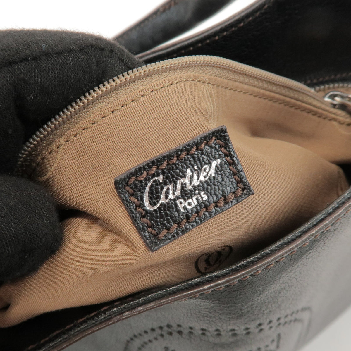 Cartier Marcello Leather Black Leather Handbag (Pre-Owned)