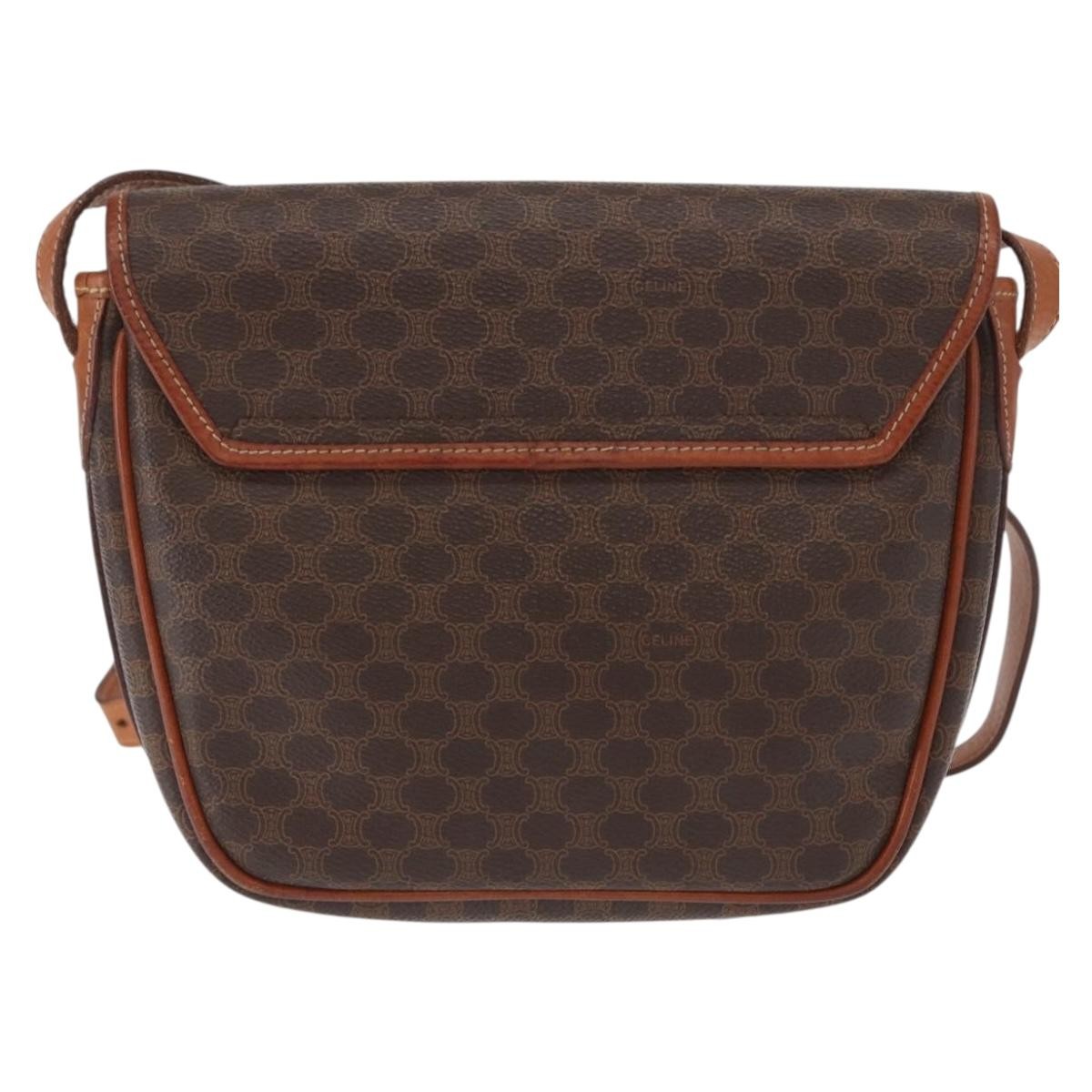 Celine Vintage Macadam Canvas And Leather Brown Canvas Shoulder Bag Bag (Pre-Owned)
