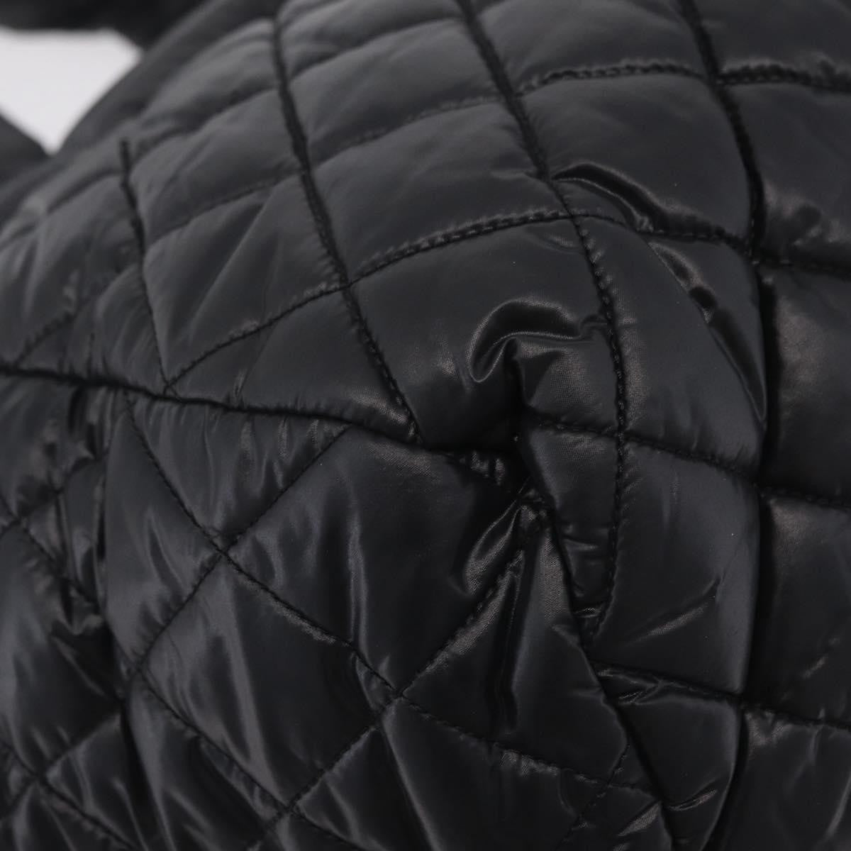 Chanel Coco Cocoon Bowling Quilted Nylon Black Nylon Handbag (Pre-Owned)