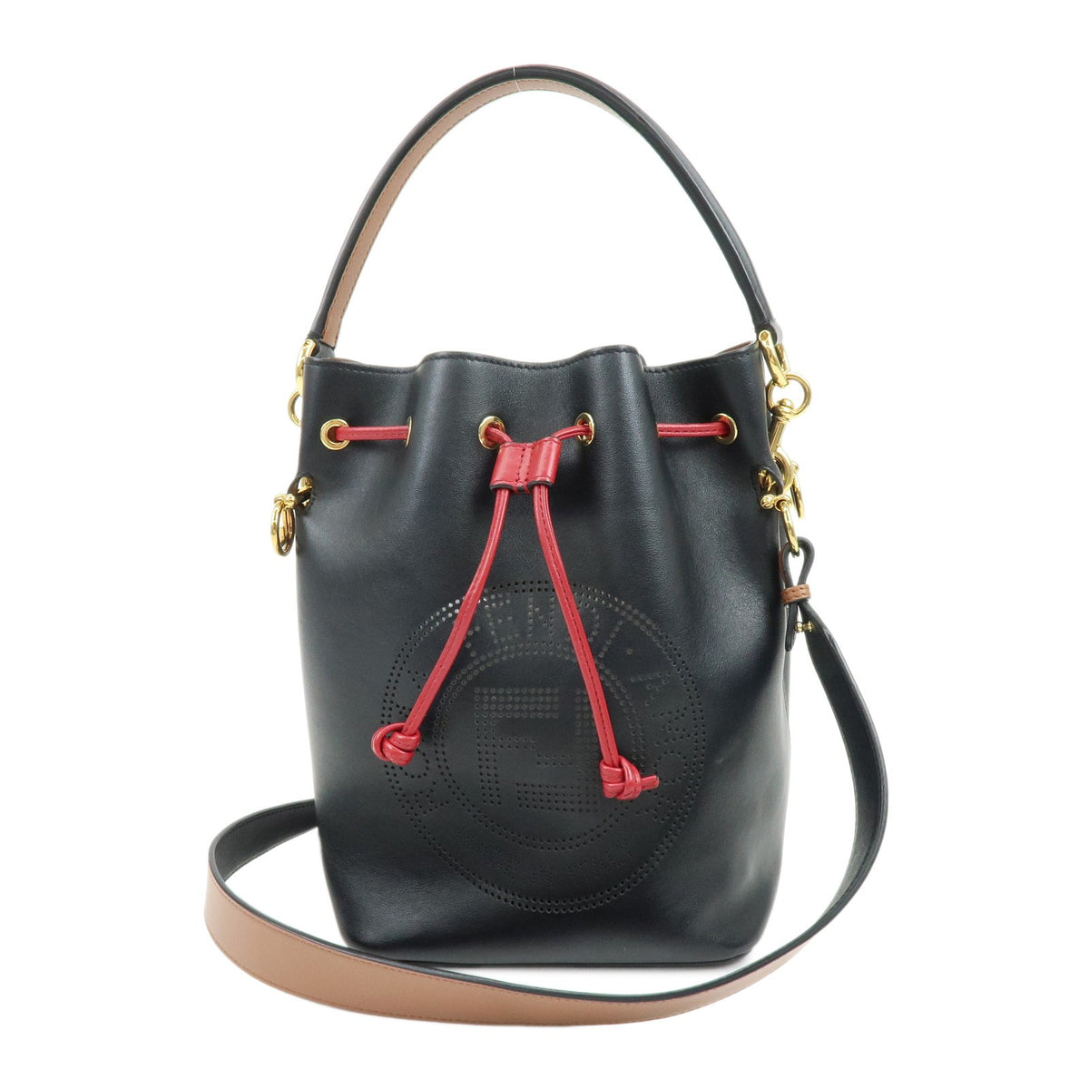 Fendi Mon Tresor Bucket Perforated Leather Black Leather Handbag (Pre-Owned)