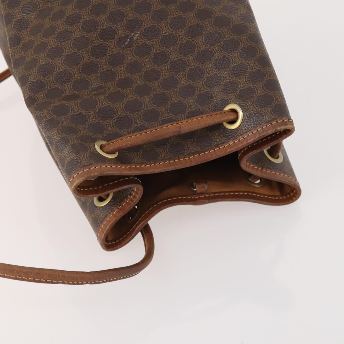 Celine Vintage Macadam Canvas And Leather Brown Canvas Backpack Bag (Pre-Owned)