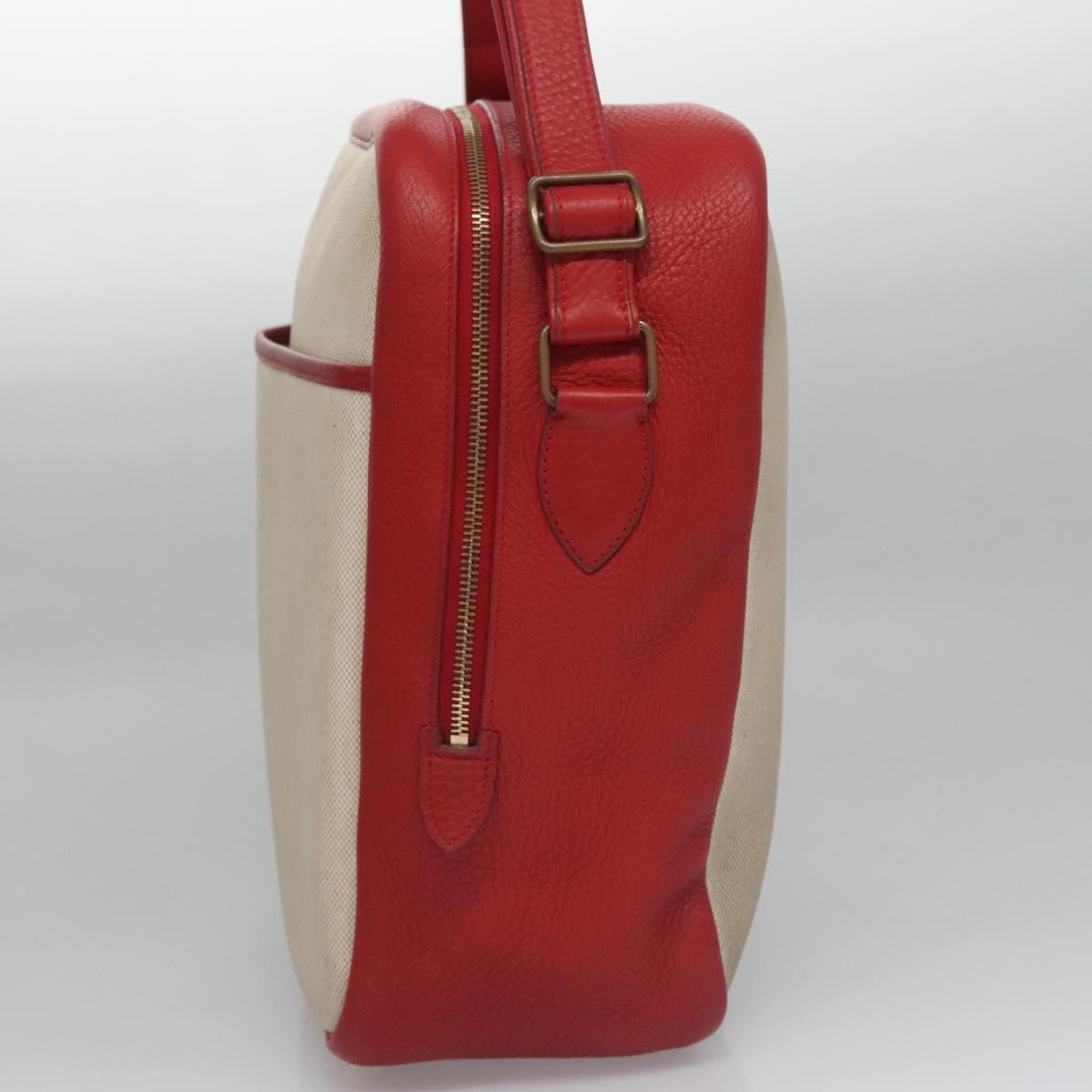 Hermes Victoria Messenger Toile With Leather Beige Canvas Bag (Pre-Owned)
