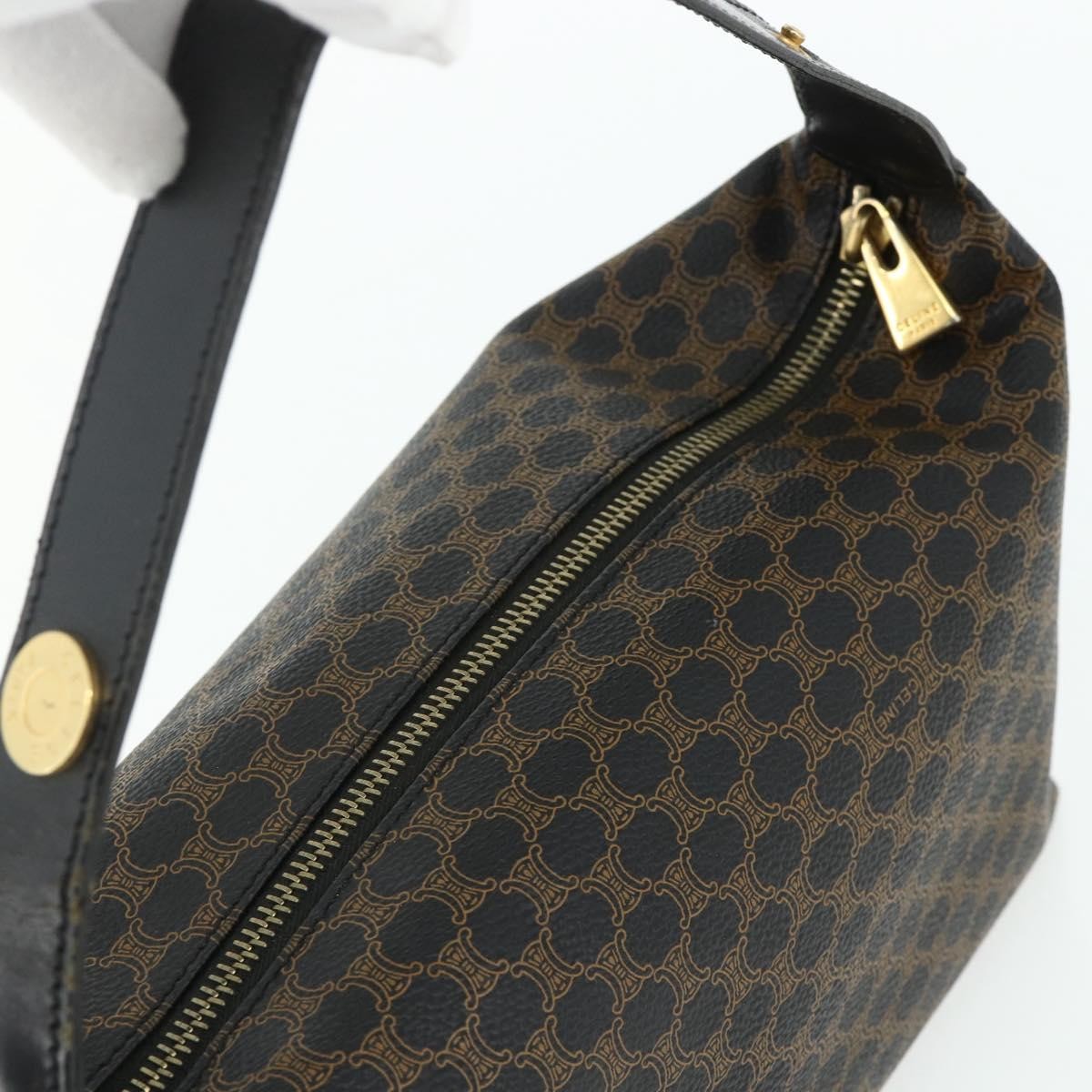 Celine Vintage Macadam Macadam Canva  Vinyl Black Canvas Handbag (Pre-Owned)