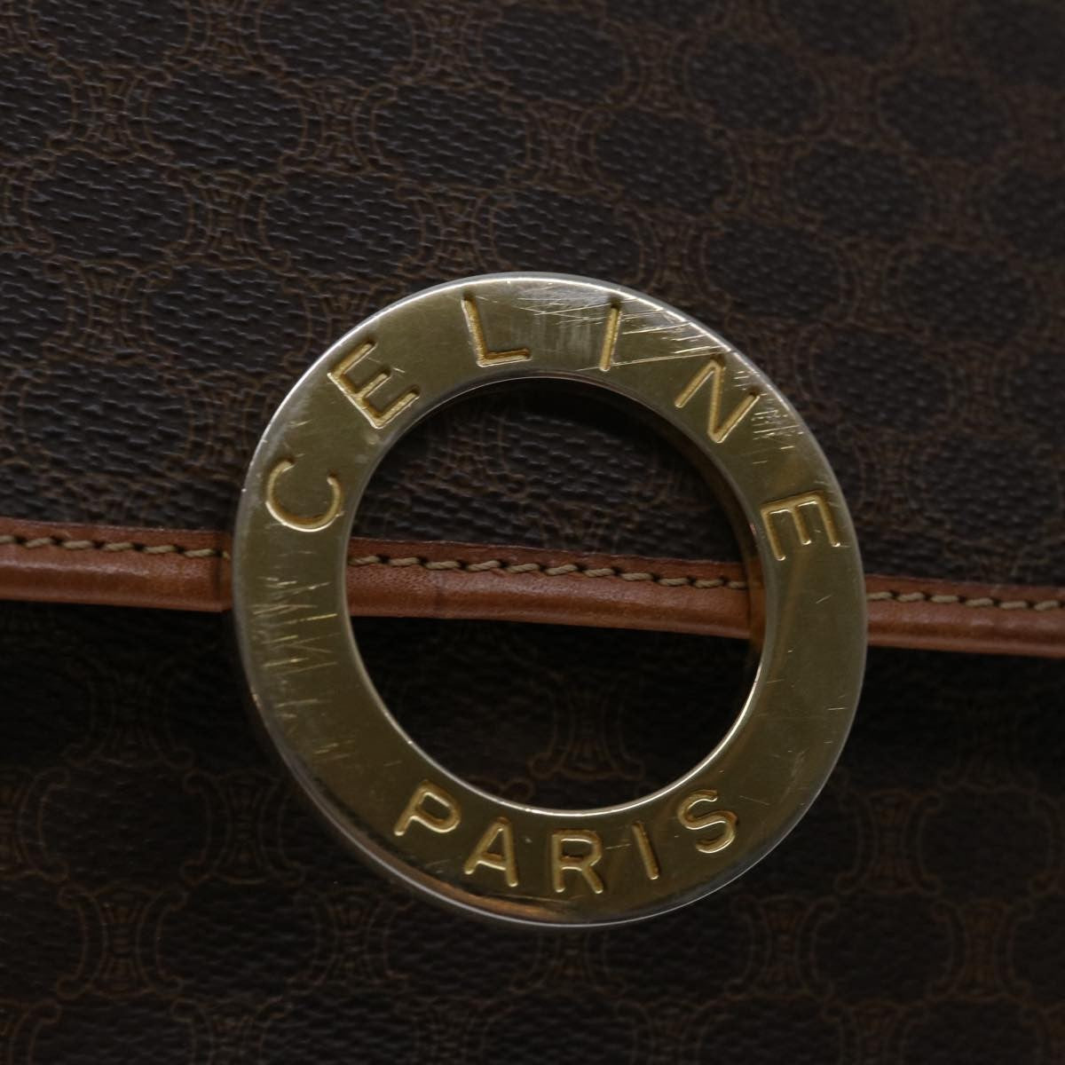Celine Circle Logo Canvas Brown Pvc Shoulder Bag Bag (Pre-Owned)