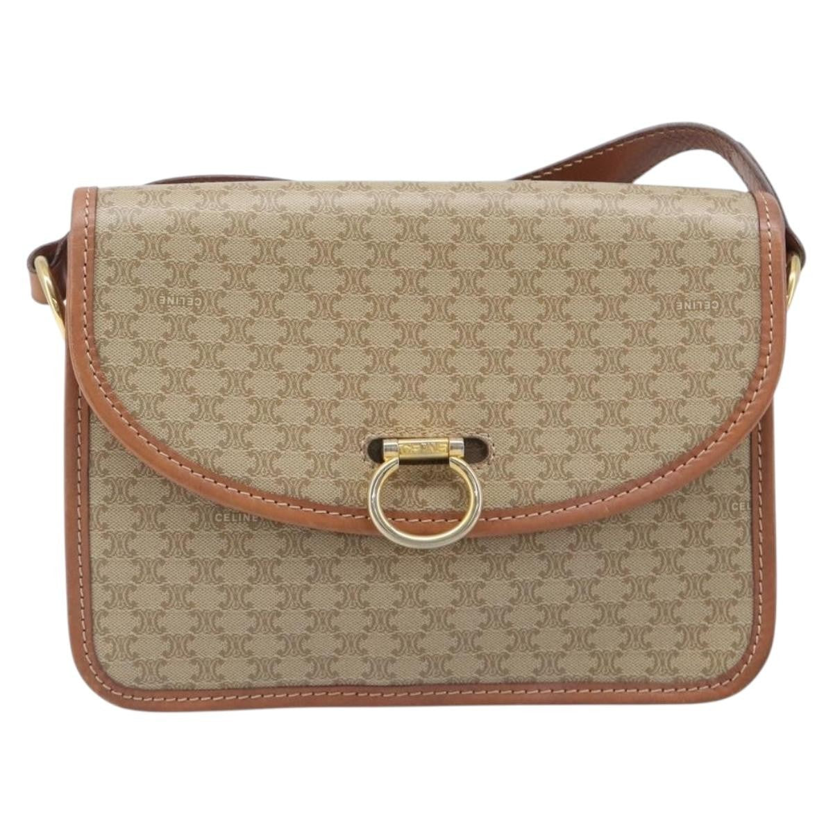 Celine Macadam Shoulder Canvas Beige Canvas Crossbody Bag Bag (Pre-Owned)