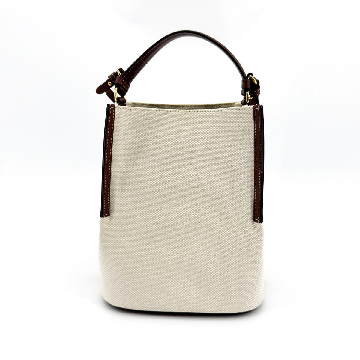 Burberry Peggy Logo Bucket Canvas Beige Canvas Handbag (Pre-Owned)