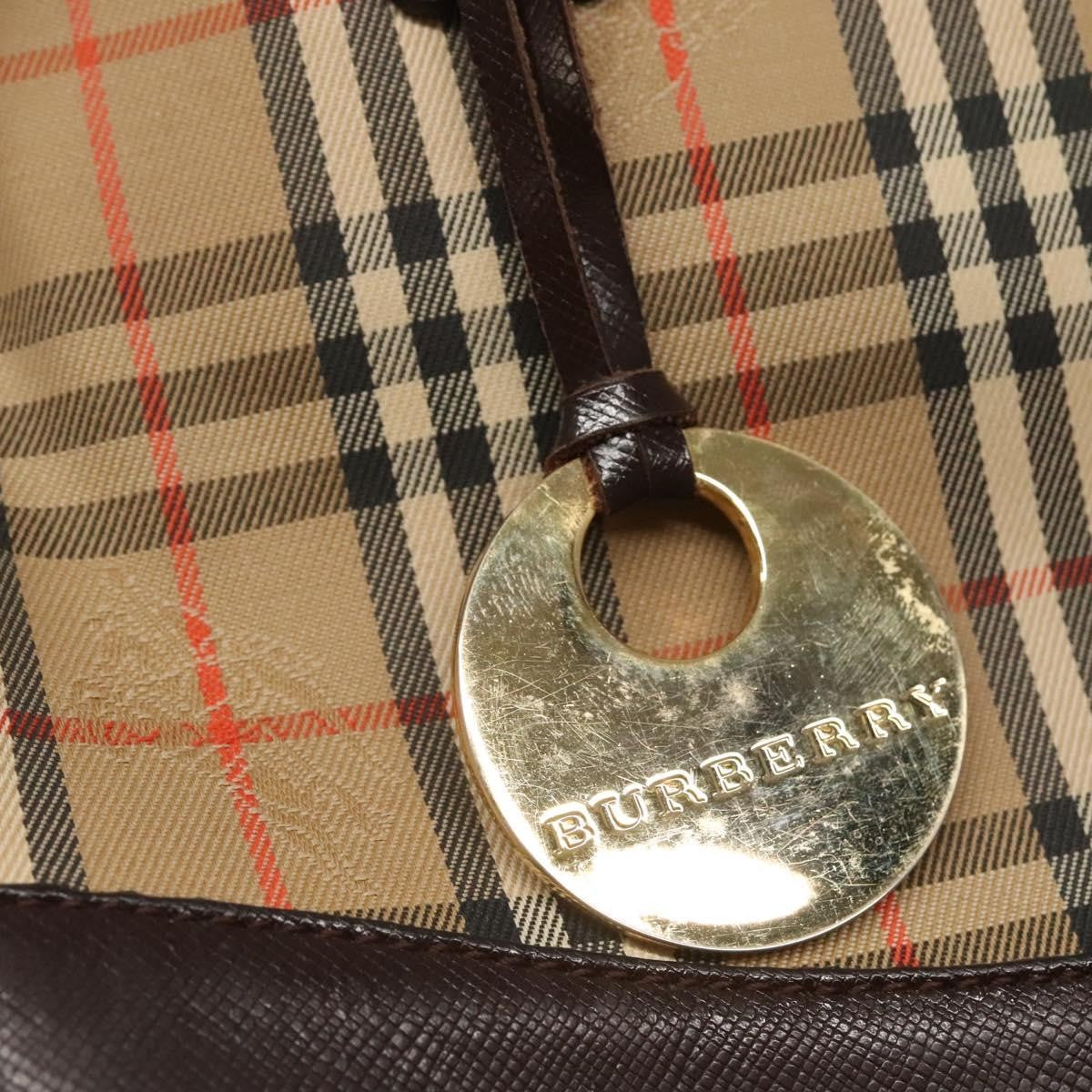 Burberry Nova Check Tote Canvas Check Pattern Beige Canvas Handbag (Pre-Owned)