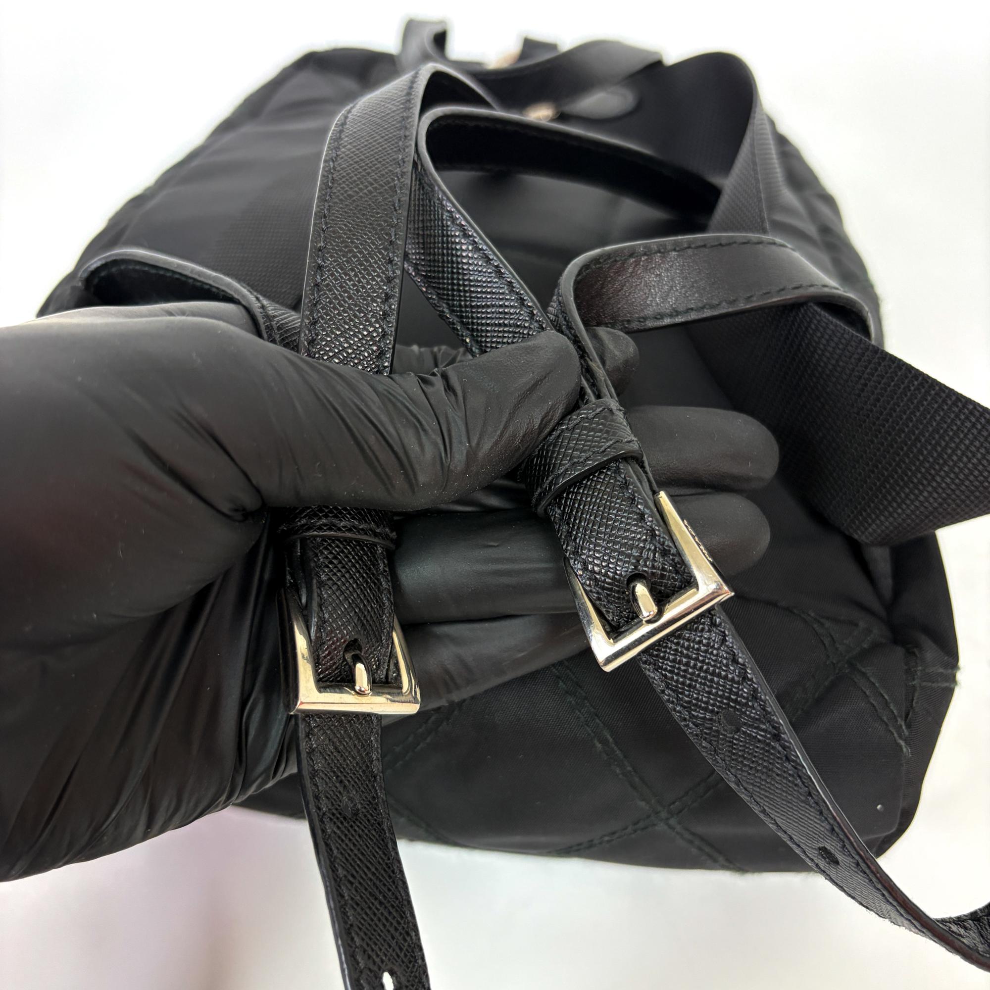 Prada Zip Sling Re-Nylon Black Nylon Backpack Bag (Pre-Owned)