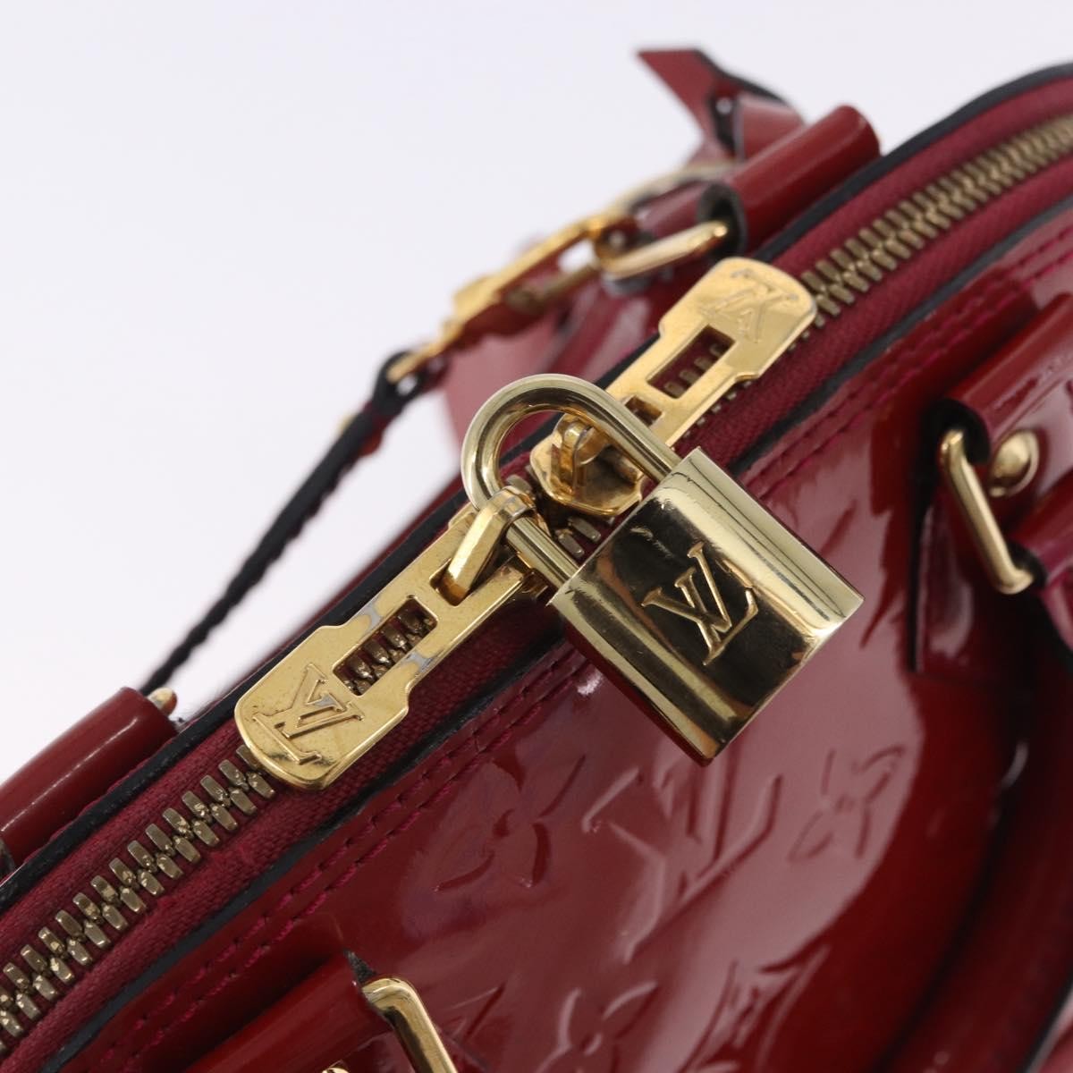Louis Vuitton Alma Monogram Vernis Red Patent_Leather Handbag (Pre-Owned)