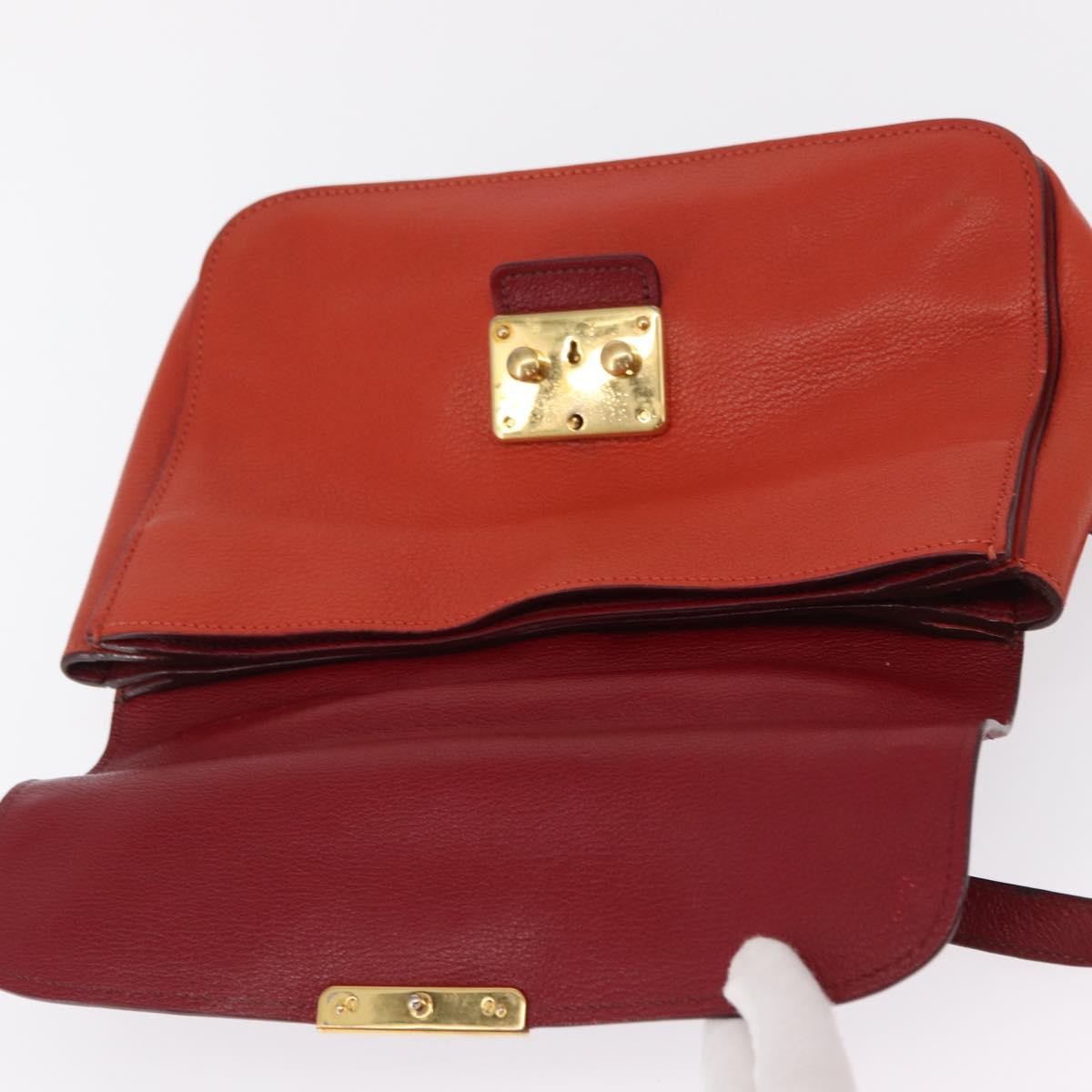 Miu Miu Madras Top Handle Leather Red Leather Handbag (Pre-Owned)