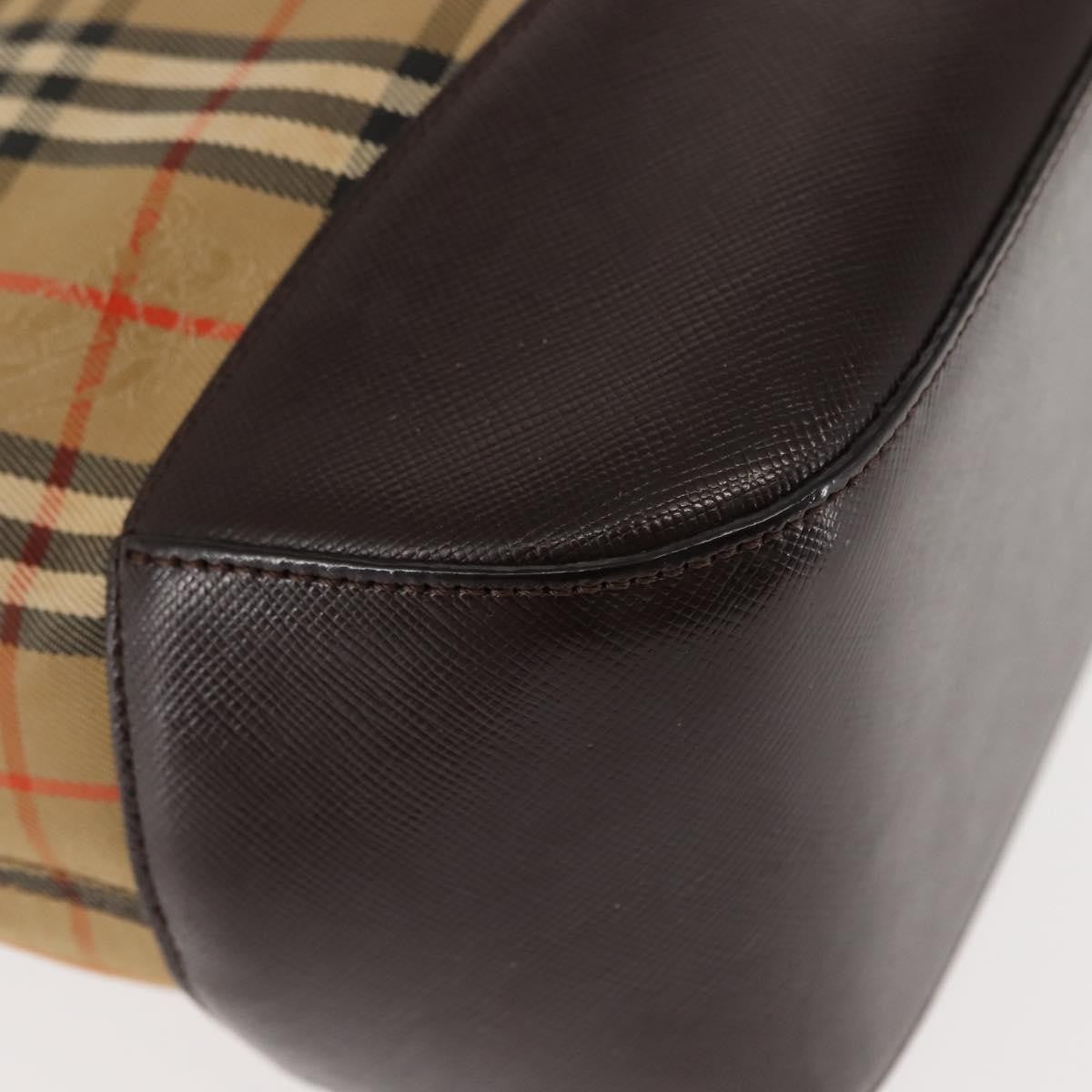 Burberry Nova Check Tote Canvas And Leather Beige Canvas Handbag (Pre-Owned)